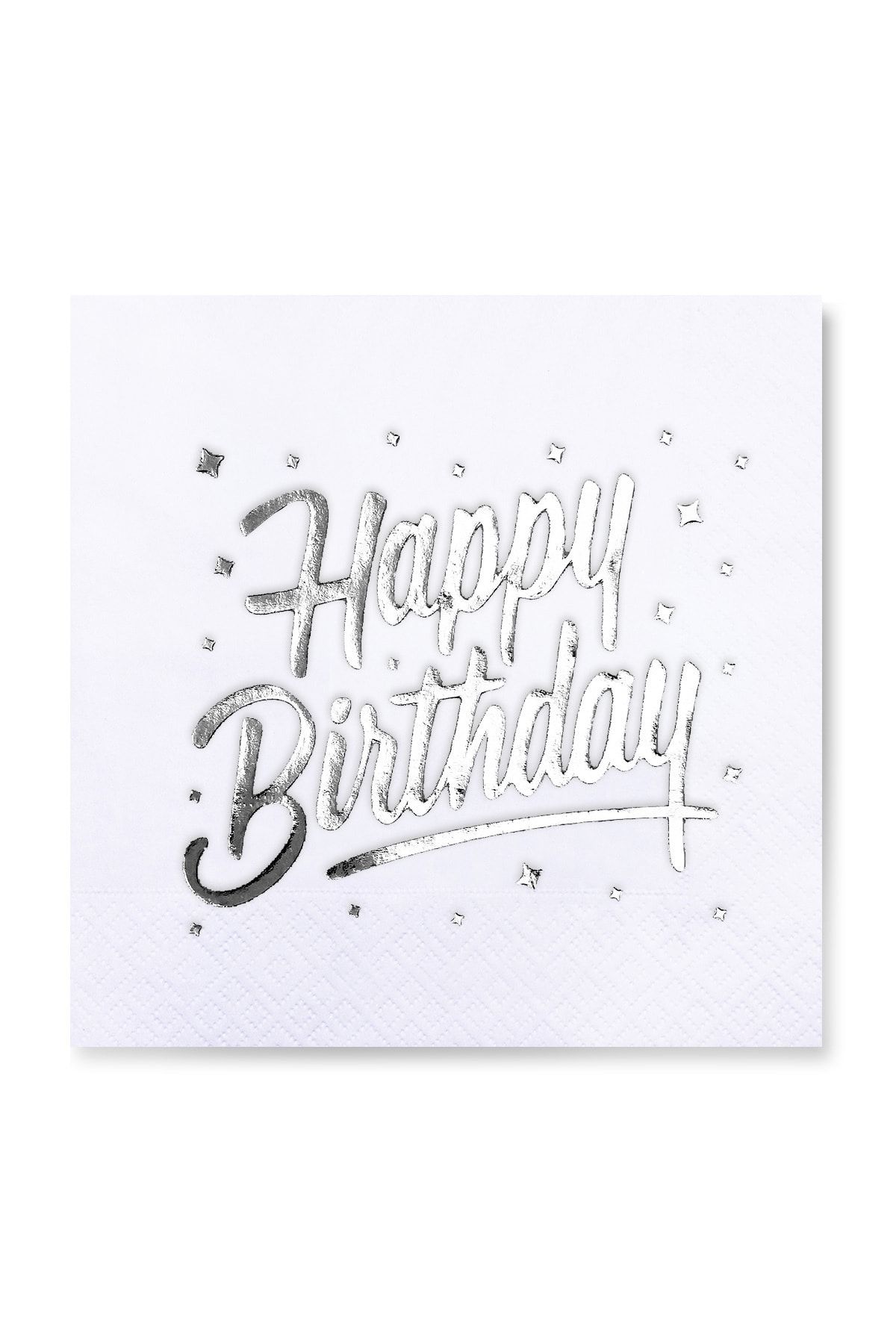Story Gümüş Varak Happy Birthday Doğum Günü 16'lı Beyaz Peçete