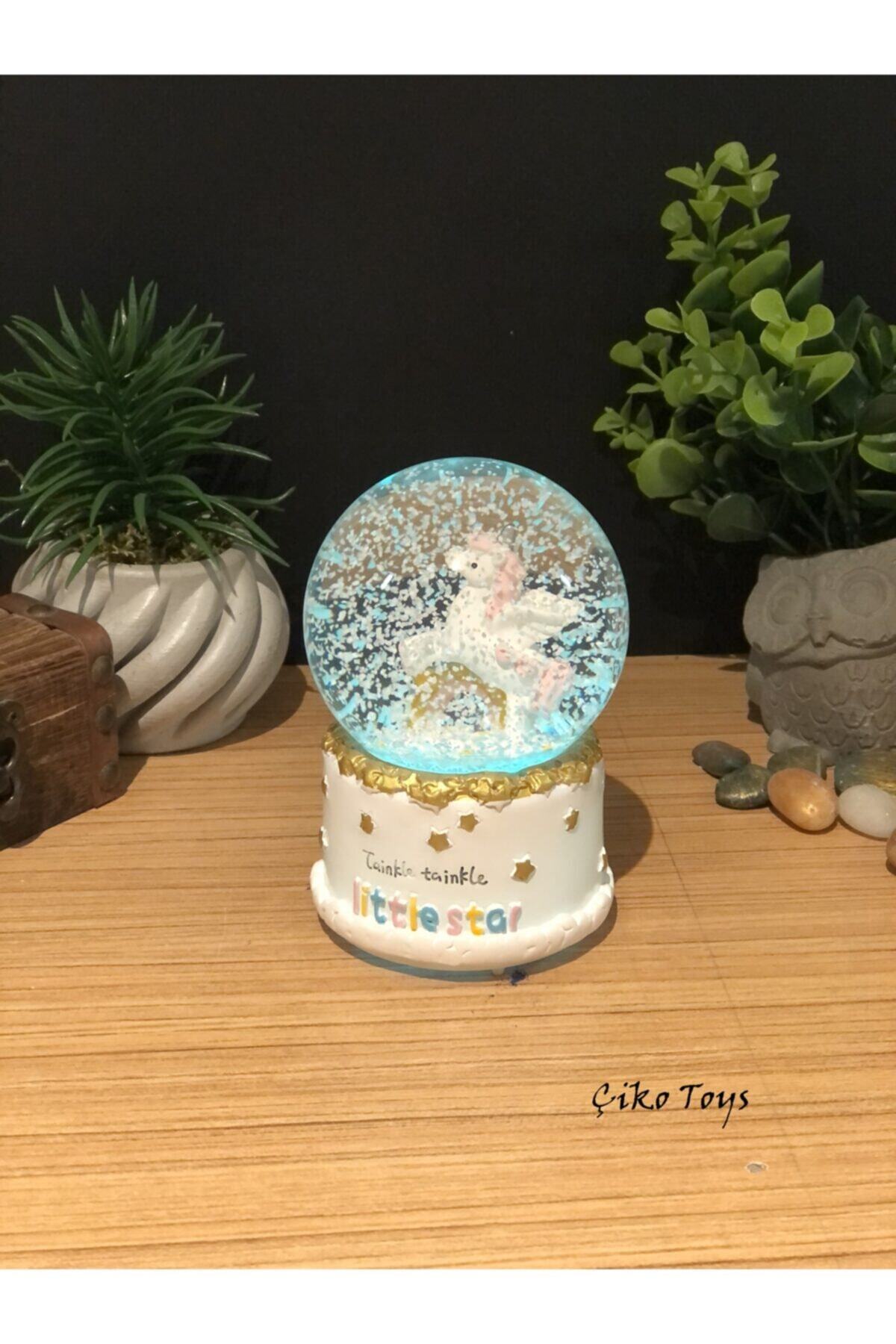 Lapidaria Unicorn Atlı Kar Küresi Müzikli Ve Işıklı (orta Boy)