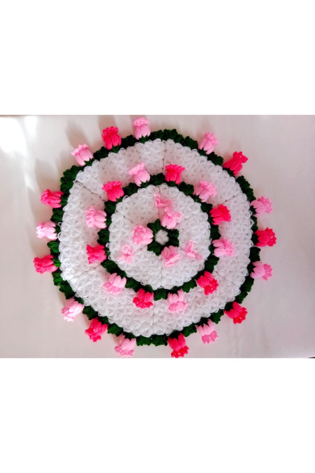TülaysHandCraft El Örgüsü Incili Lalezar Koyu Pembe Banyo Lifi