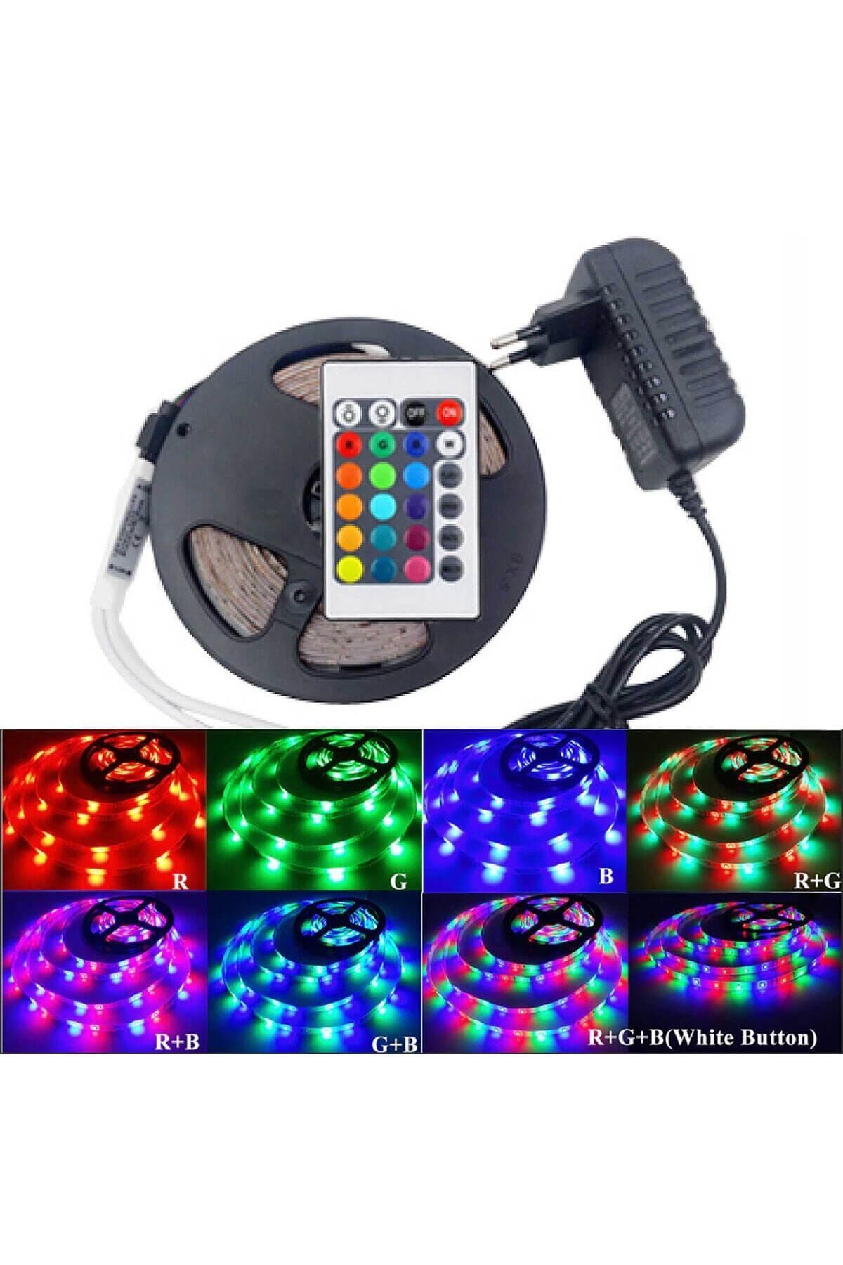 ALKILIÇ Led Animasyonlu Tak Çalıştır Kumandalı Trafolu Rgb Şerit Işık Aydınlatma 5 Metre