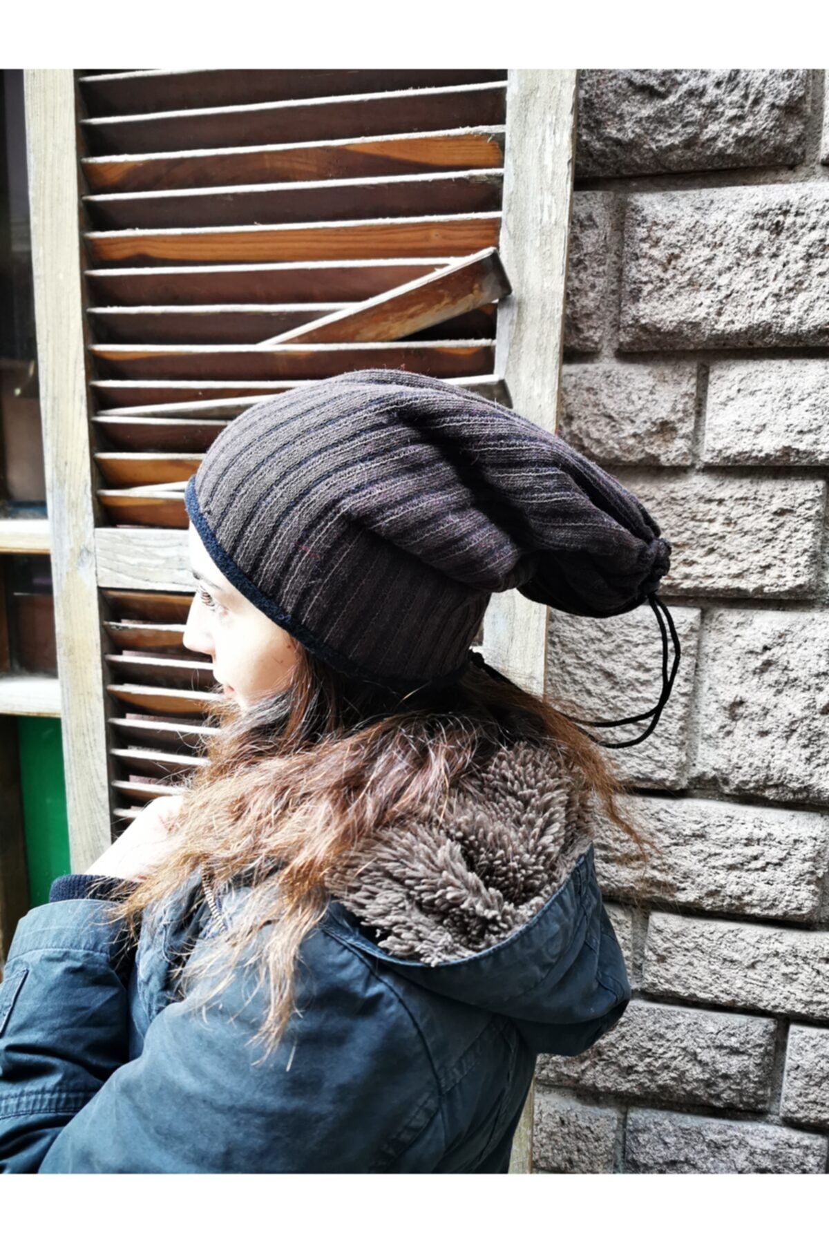 pinti Kahverengi Unisex Içi Polarlı Bere