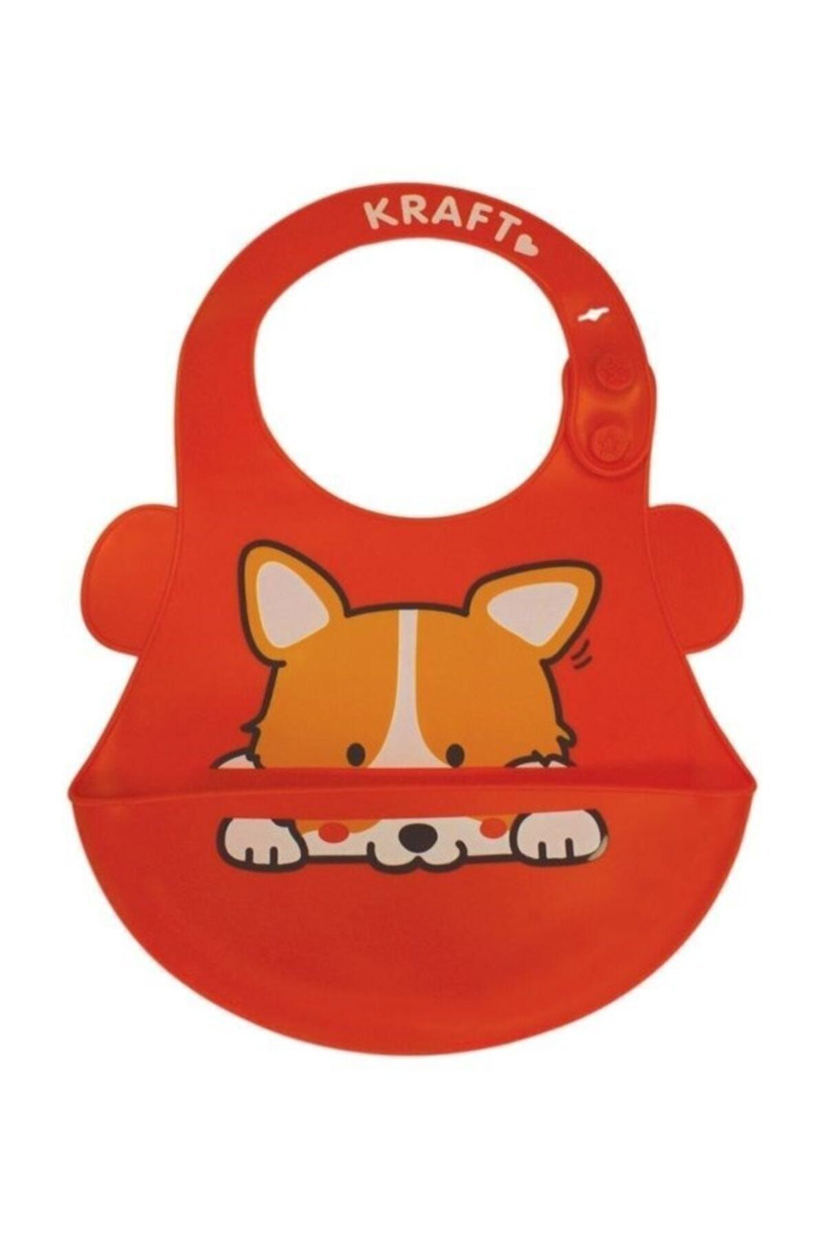 Kraft Silikon Bebe Önlüğü Kırmızı