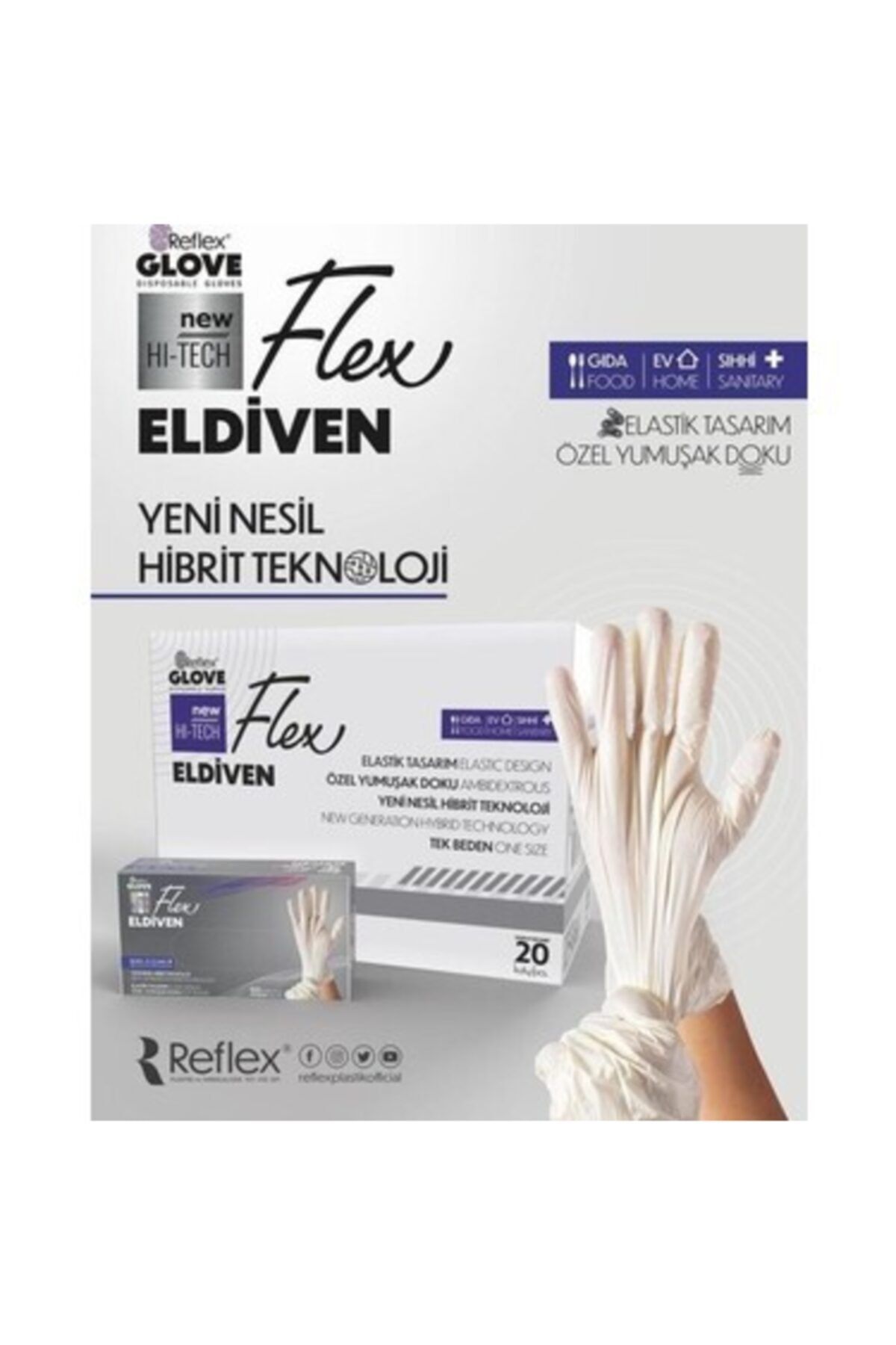 REFLEKS Reflex Glove Flex Eldiven 100lü Beyaz M 1 Koli