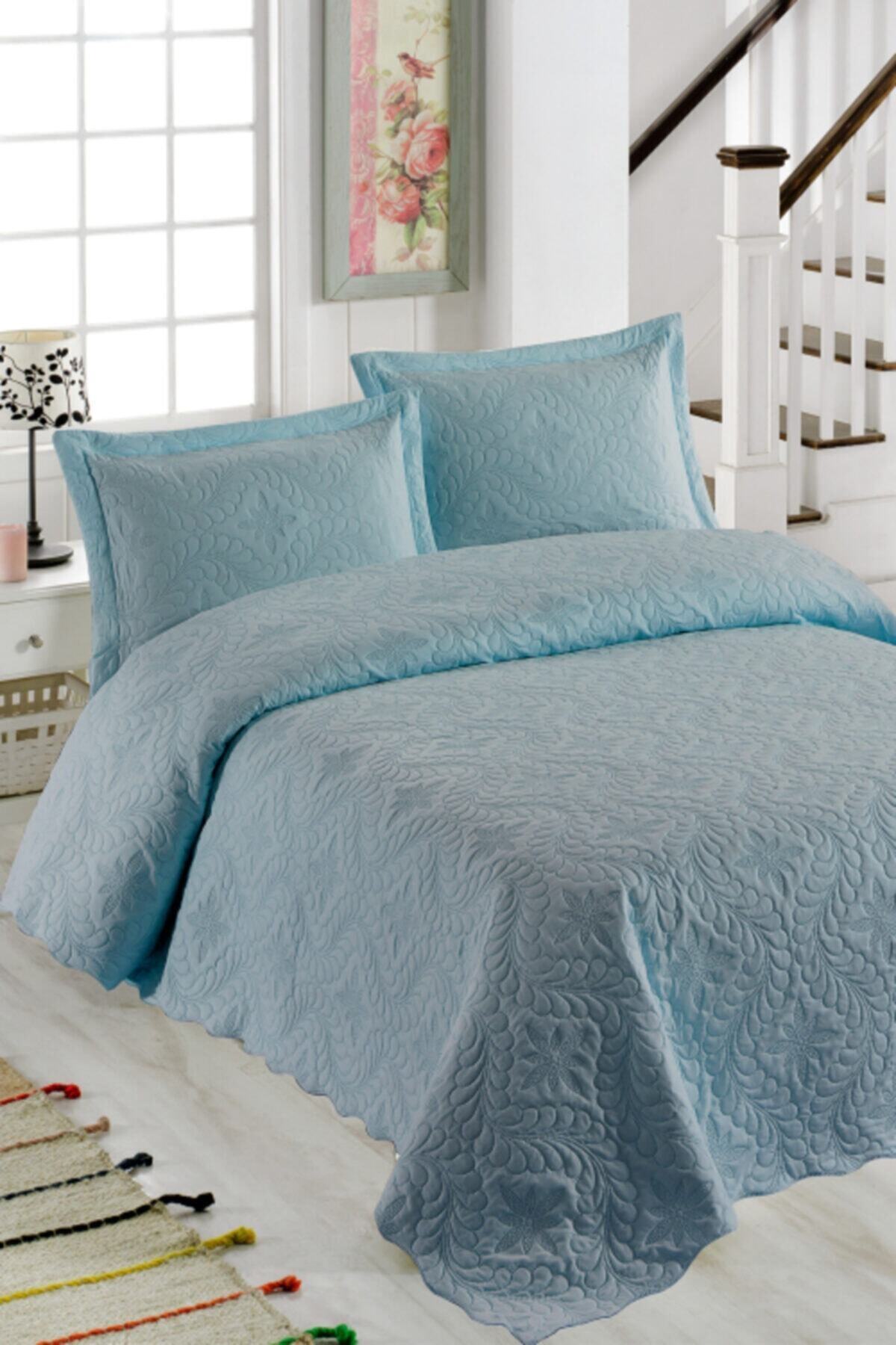 YATAK ÖRTÜM Ivy Mint Yeşili Çift Kişilik Microfiber Kapitone Yatak Örtüsü