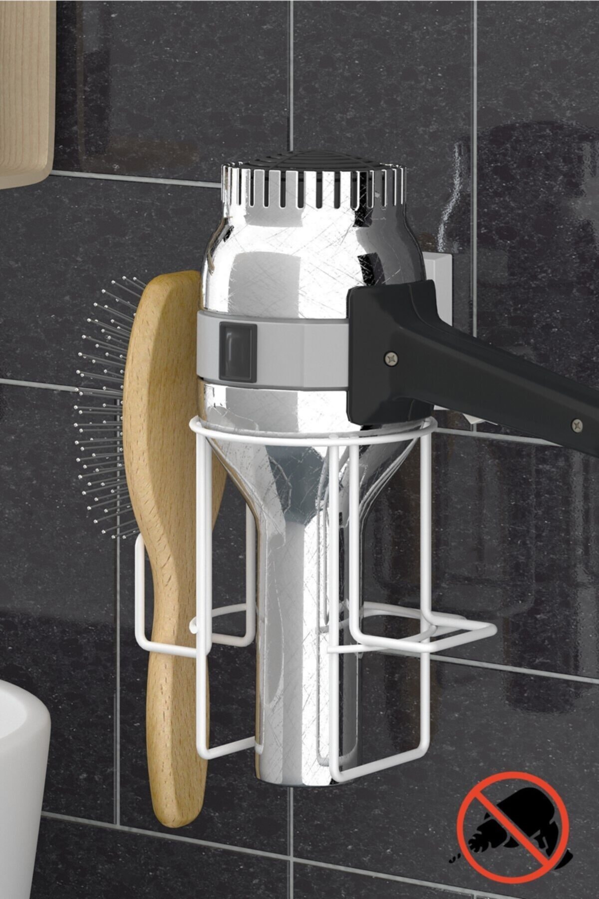 Teknotel Delme Vida Matkap Yok! Easyfıx Yapışkanlı Fön Tutucu Fön Askısı Beyaz Ef262