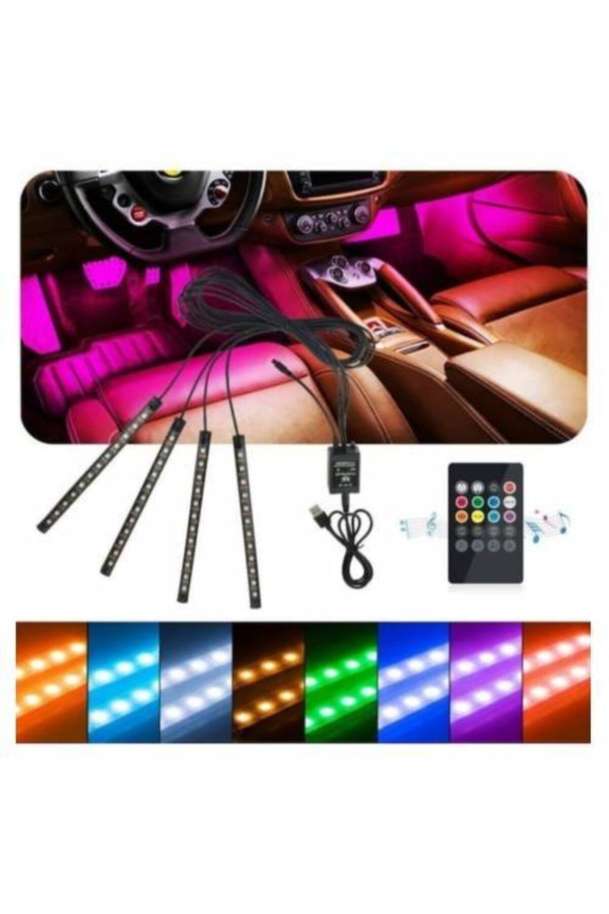 YAVAS OTO Ayak Altı Led 12 Li 12 Volt Müzige Duyarlı 8 Fonksiyonlu