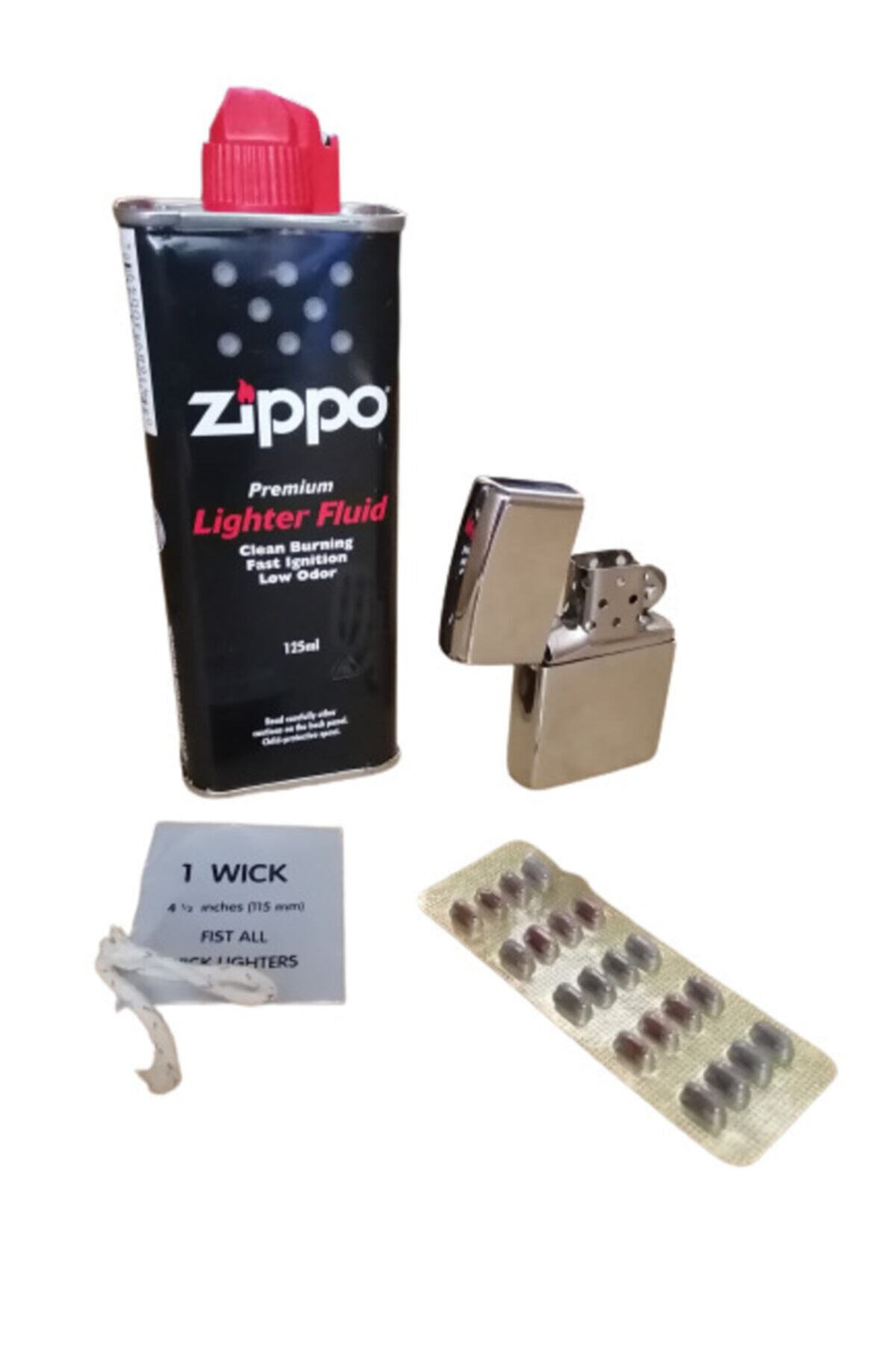 Zippo Benzini Çakmağı Çakmak Taşı Ve Fitil 4 Parça