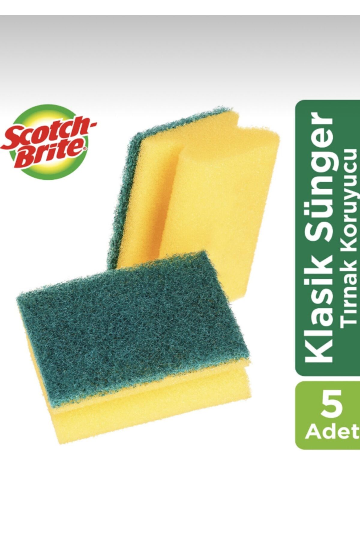 Scotch Brite Yeşil Bulaşık Süngeri 5 Adet Tırnak Koruyuculu