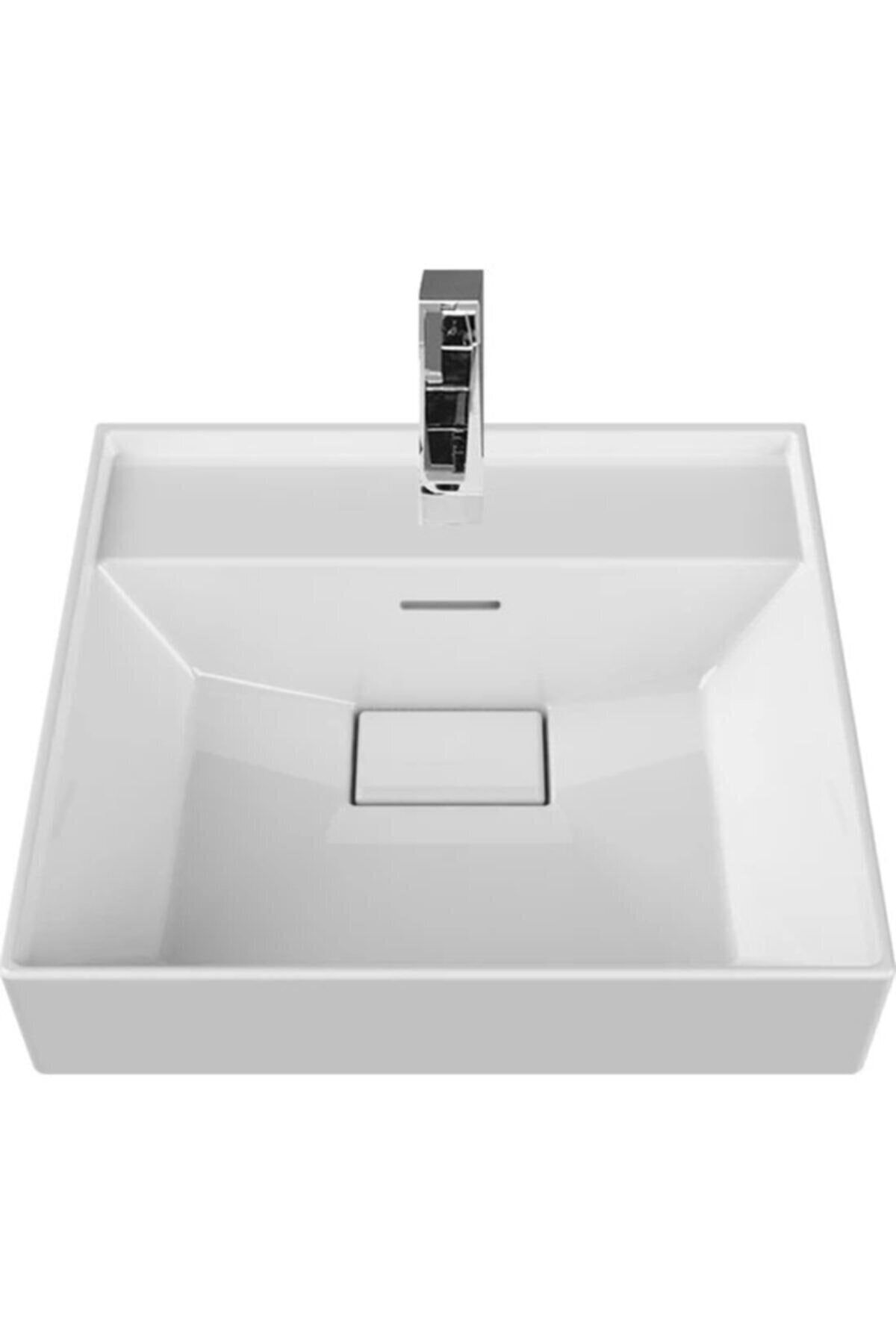 TURKUAZ Seramik Sharp Etajerli Lavabo 48x48cm