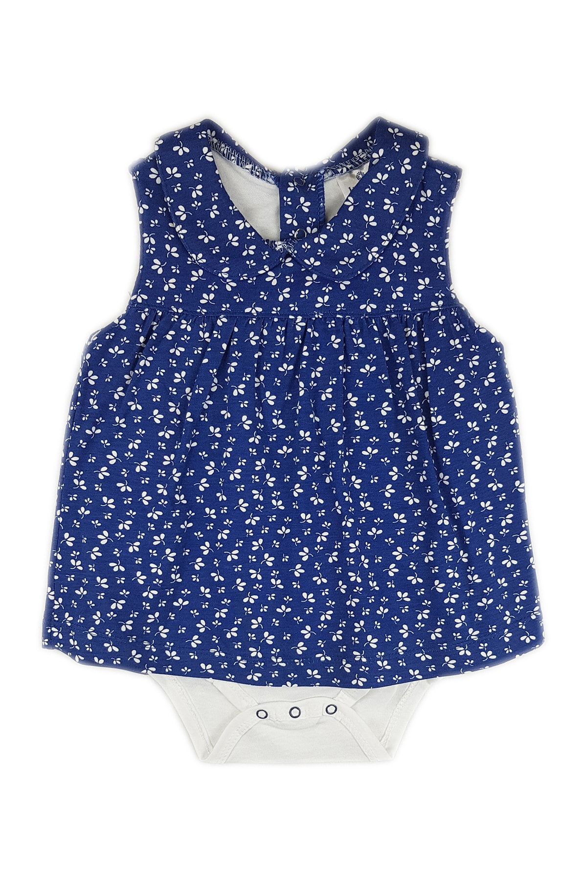Luggi Baby Lacivert Çiçekli Modal Bebe Yaka Jile Elbise Body Ful Bebe 60031