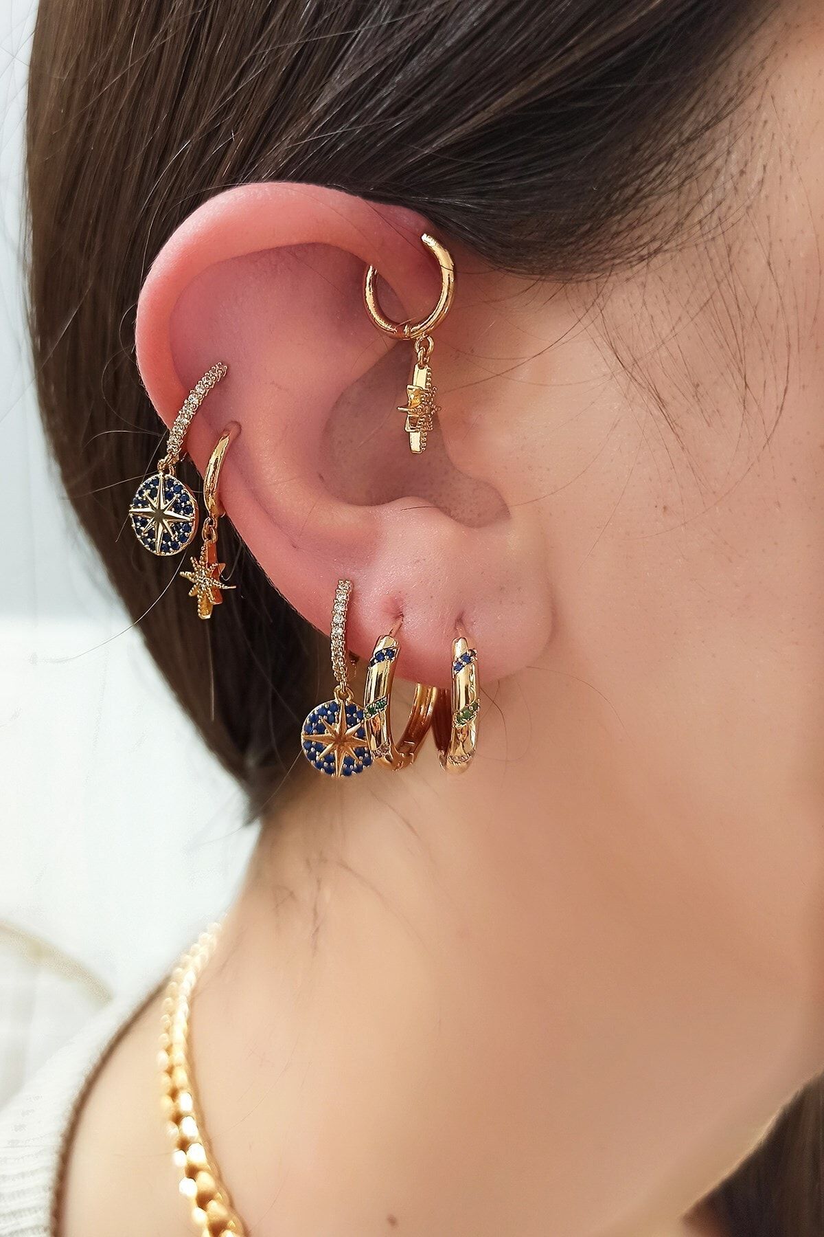 Çlk Accessories 6 Lı Zirkon Taşlı Lacivert Kuzey Yıldız Küpe B700