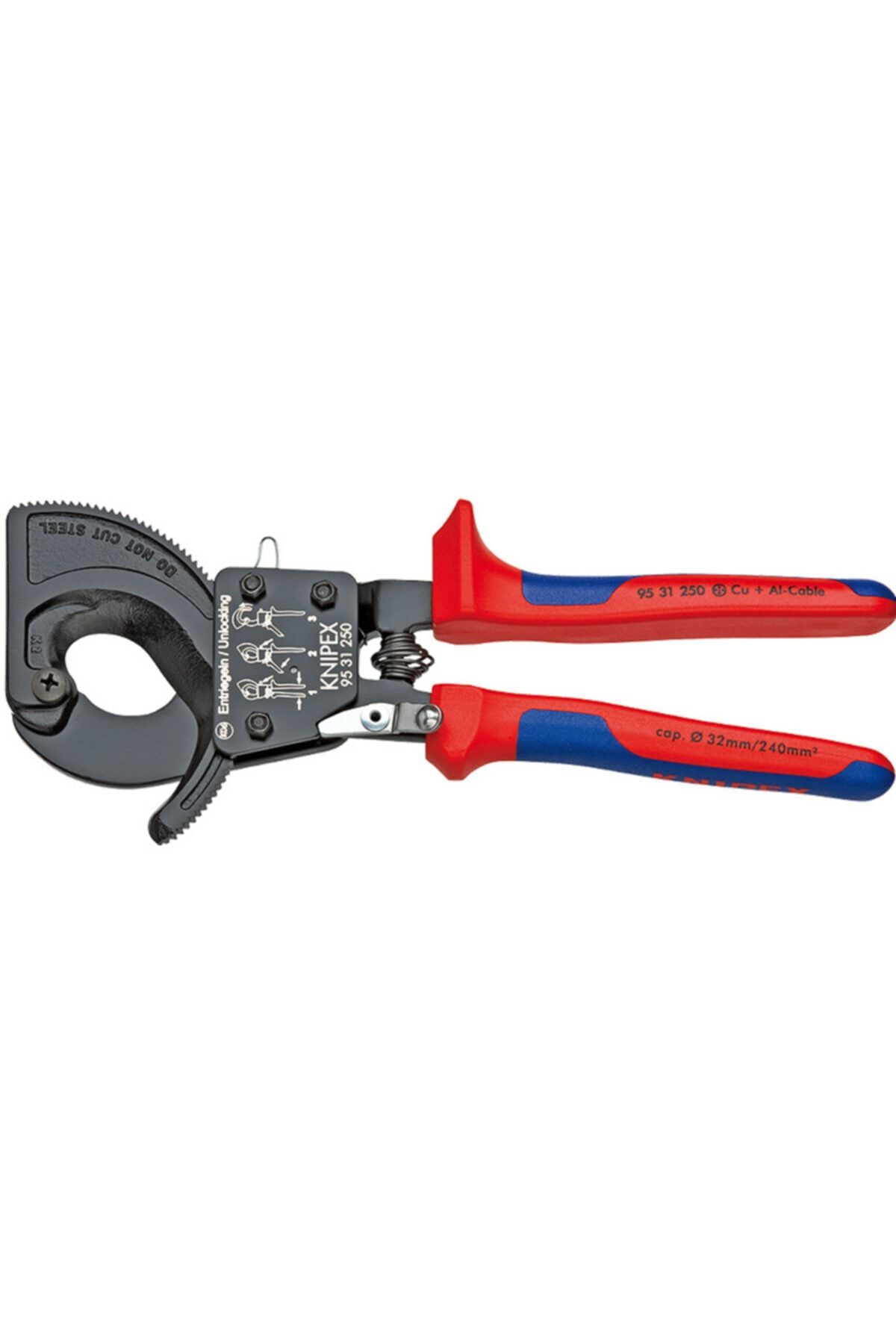 Knipex 9531250 Cırcır Mekanizmalı Kablo Makası