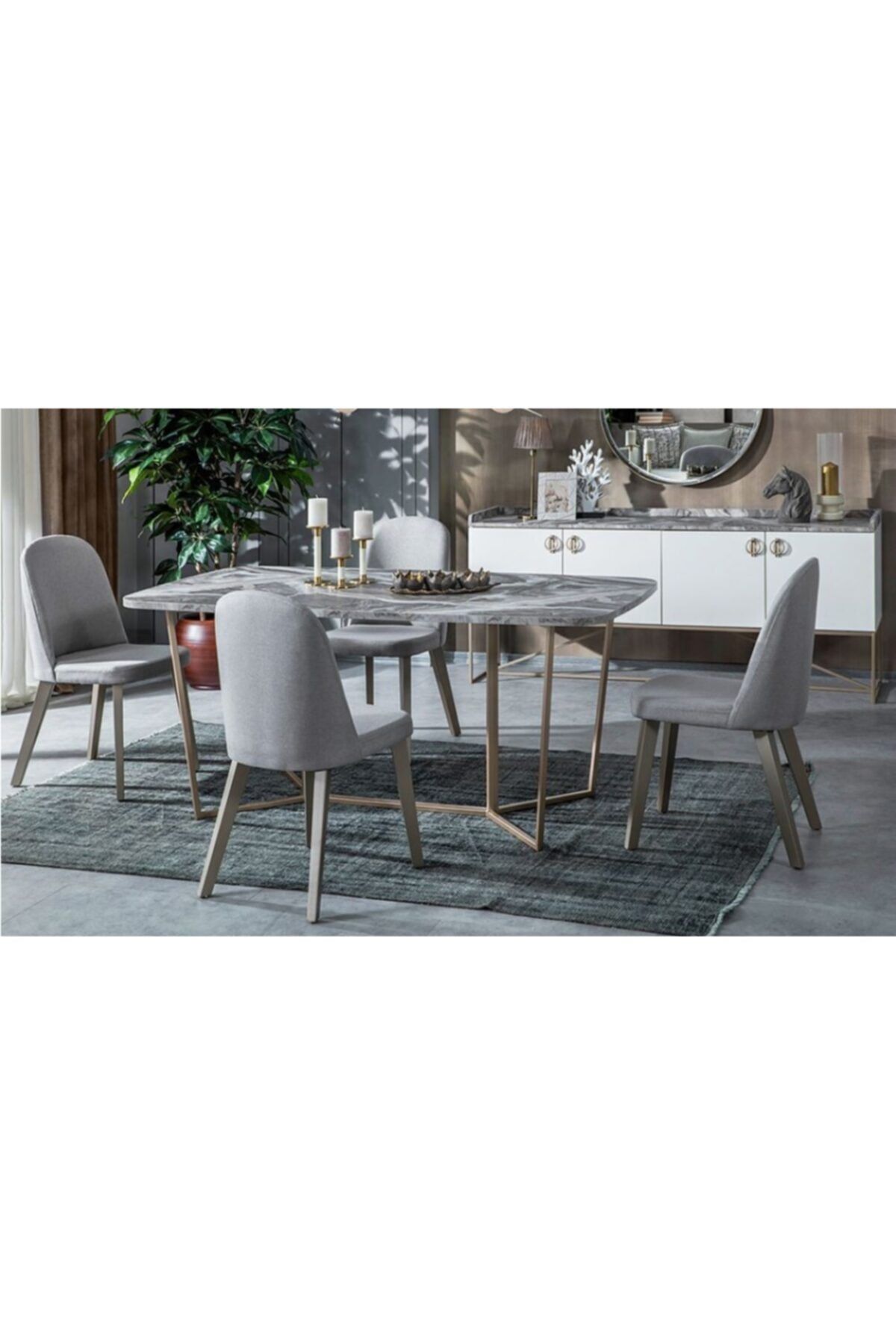 Yapı Mobilya Loft Gold Masa Sandalye Takımı
