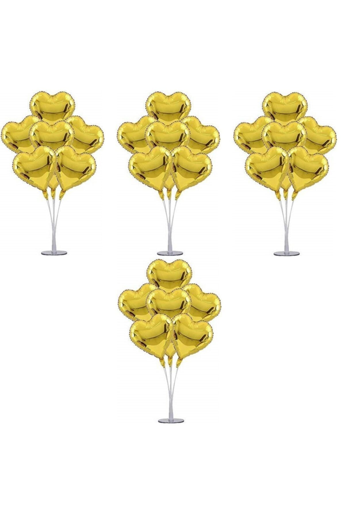 Happyland Sevgililer Günü Gold Folyo Kalpli 4 Balon Standı 28'li