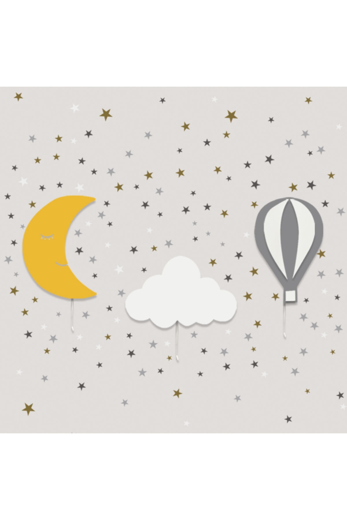 instababyrooms 1 Aydede 1 Bulut 1 Balon 3'lü Set 150 Beyaz Sticker Hediyeli