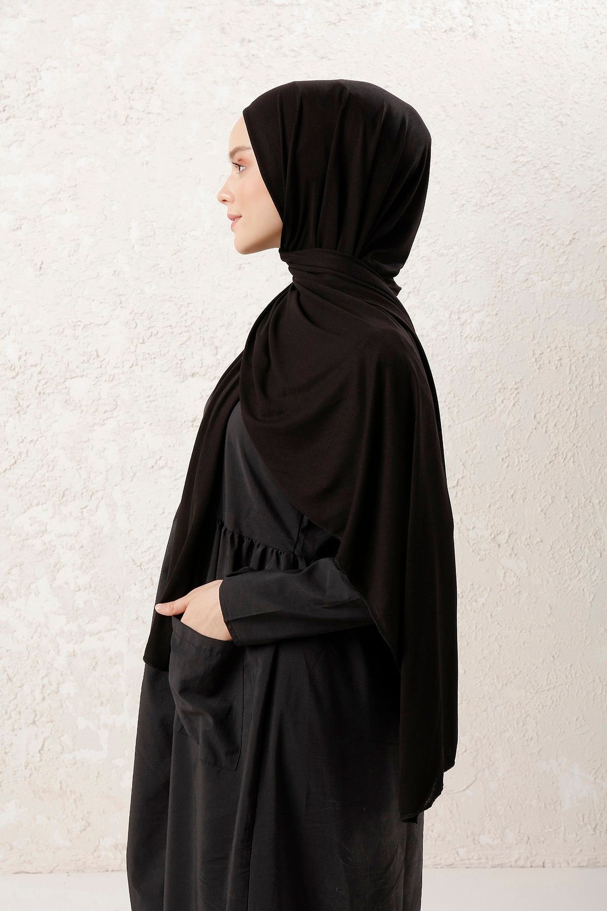 MUJERSCARFS Kadın Siyah Penye Şal