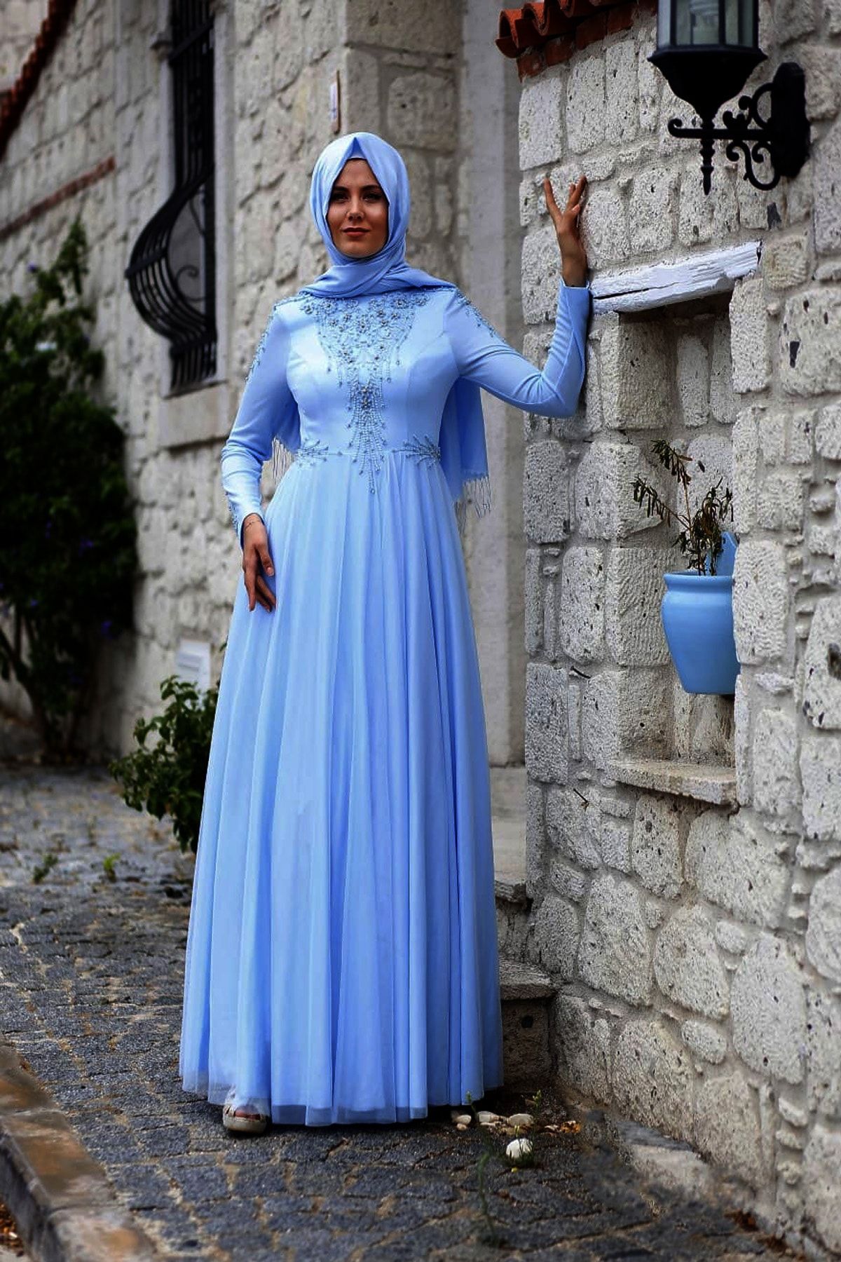 MODA ZÜLEYHA Yakamoz Buz Mavisi Abiye