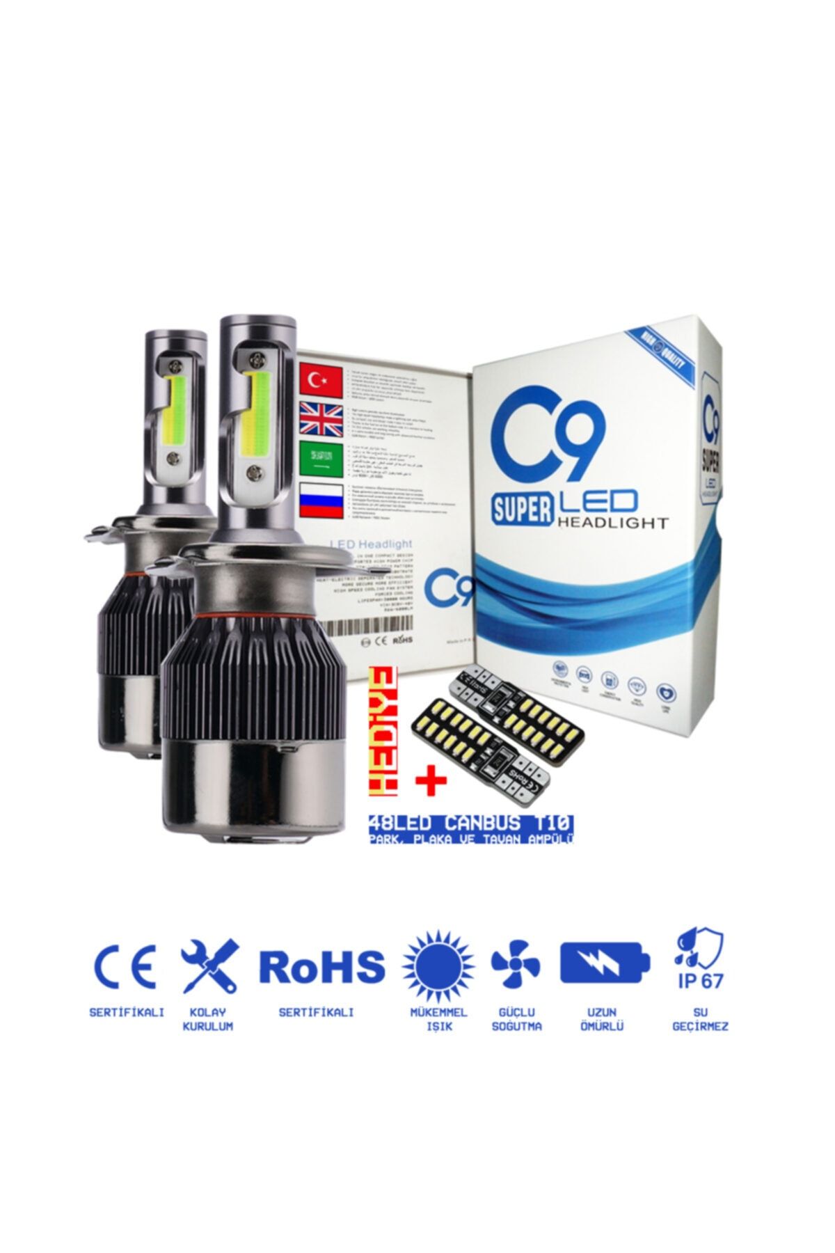 C9 H7 Trio Led Xenon Far Led Zenon Ampulü Buz Mavi Beyaz Gün Işığı Yeni Nesil Şimşek Etkili