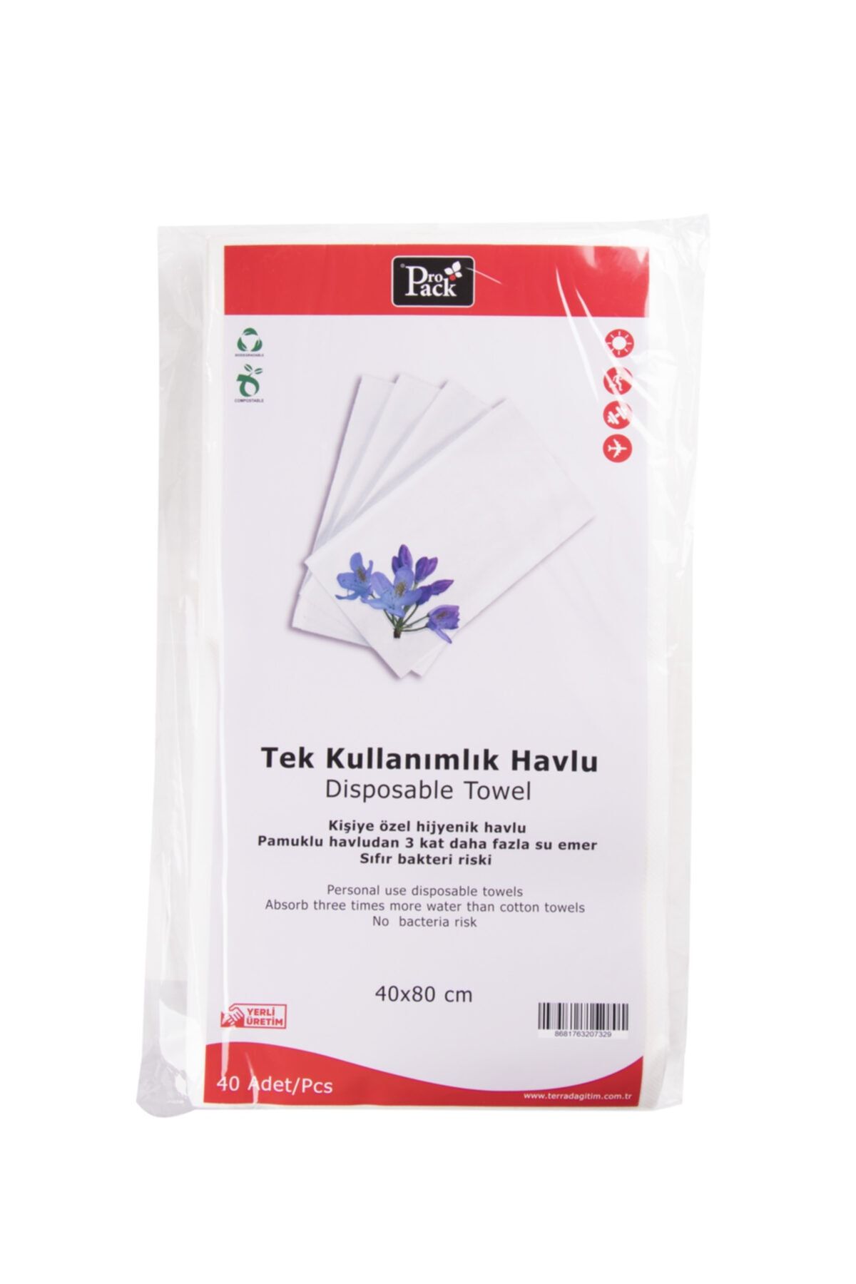 Propack 40adet 40*80cm Tek Kullanımlık Genel Kullanım Havlu (KUMAŞ DOKUSUNA SAHİP SELÜLOZ)