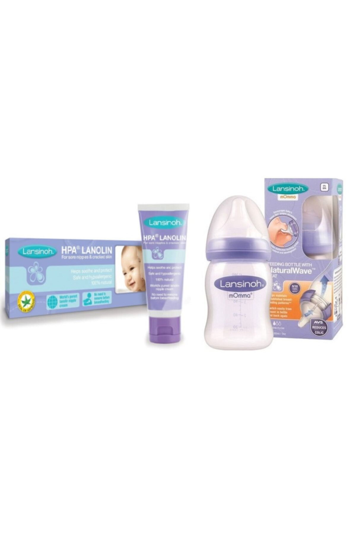 LANSINOH Lanolin Göğüs Ucu Kremi 40 ml ve Lansinoh Biberon Naturalwave Biberon Emziği