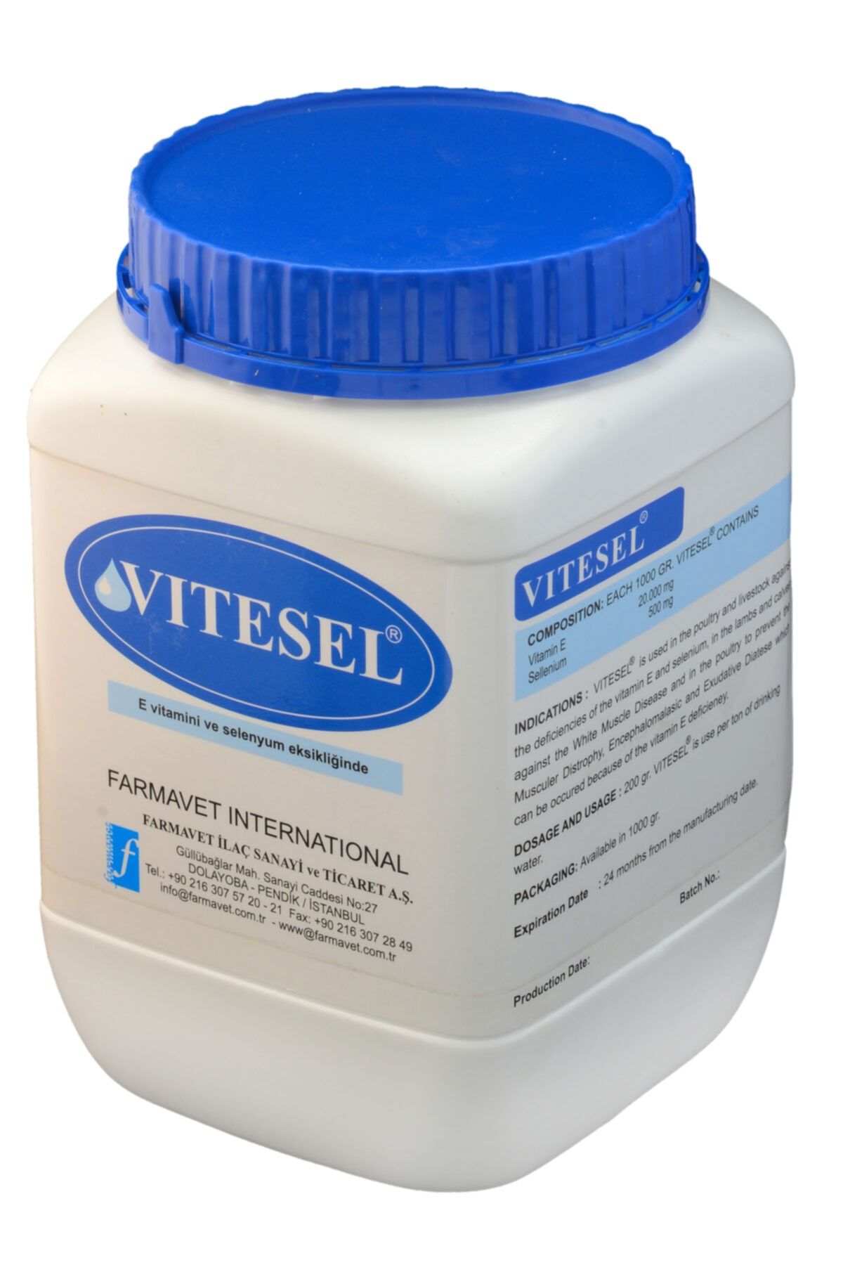 Farmavet Vitesel Toz 1 Kg E Vitamini Ve Selenyum Takviyesi