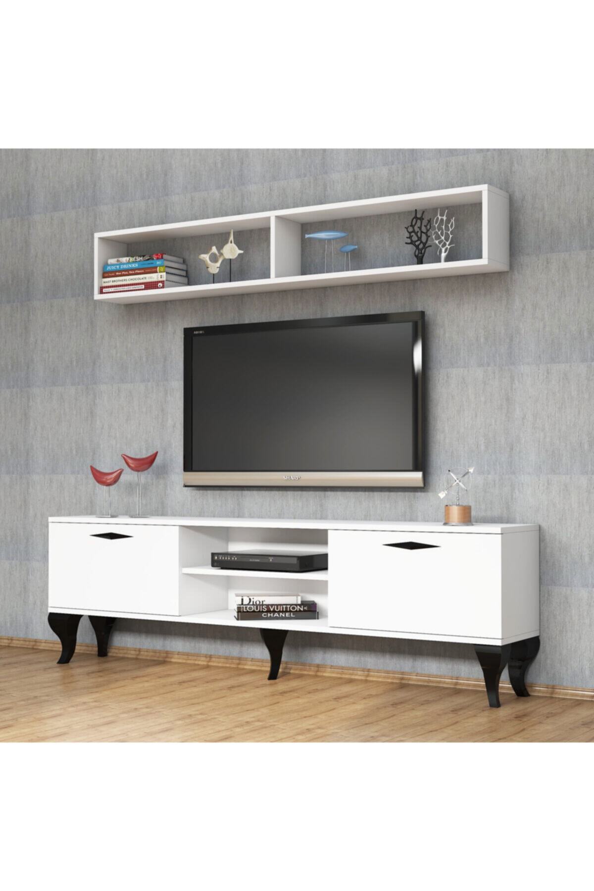 FERNISO 180 cm Tv Sehpası Raflı Kitaplık