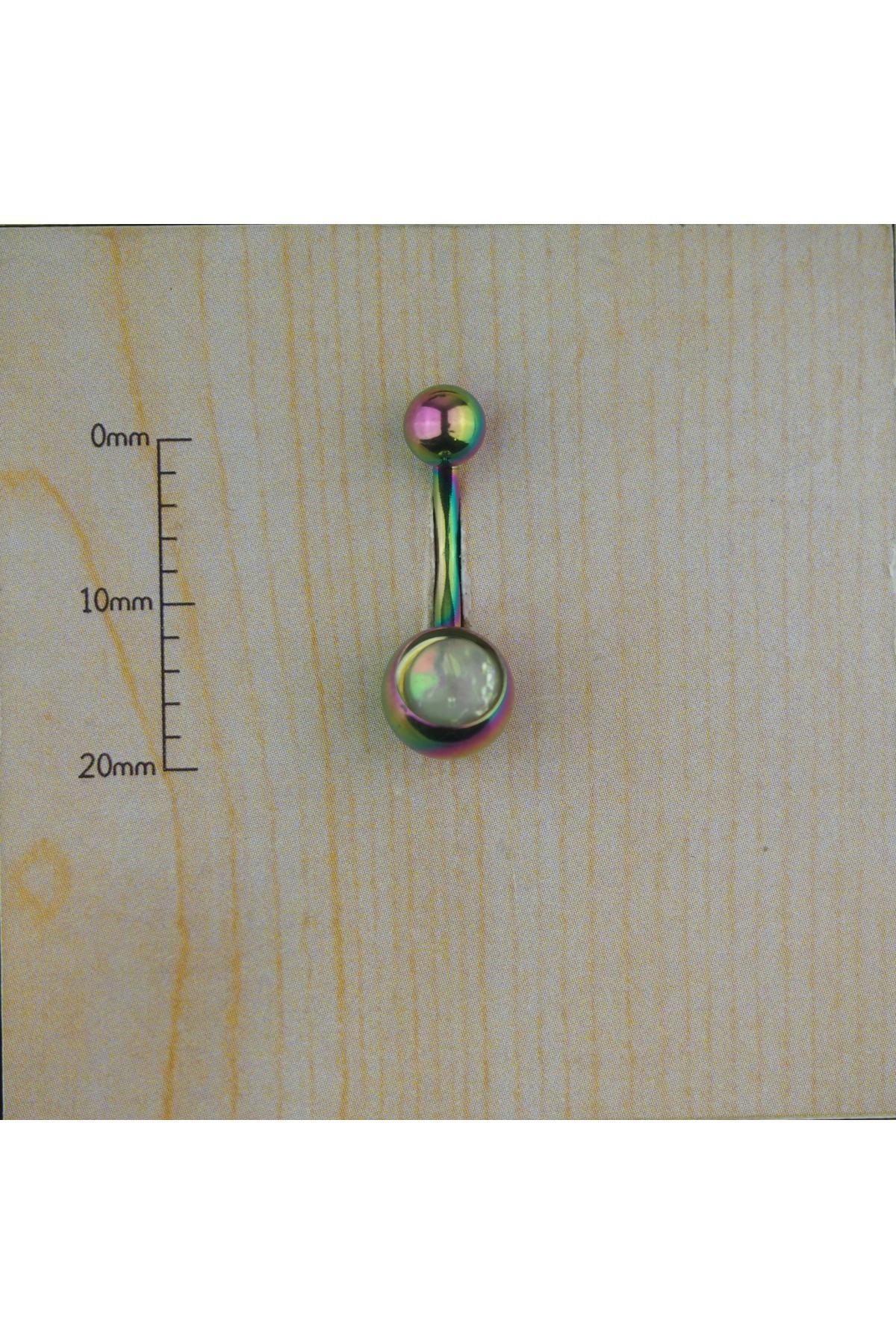 Abuksubukşeyler Cerrahi Çelik Ay Taşı Göbek Piercing 8 Mm