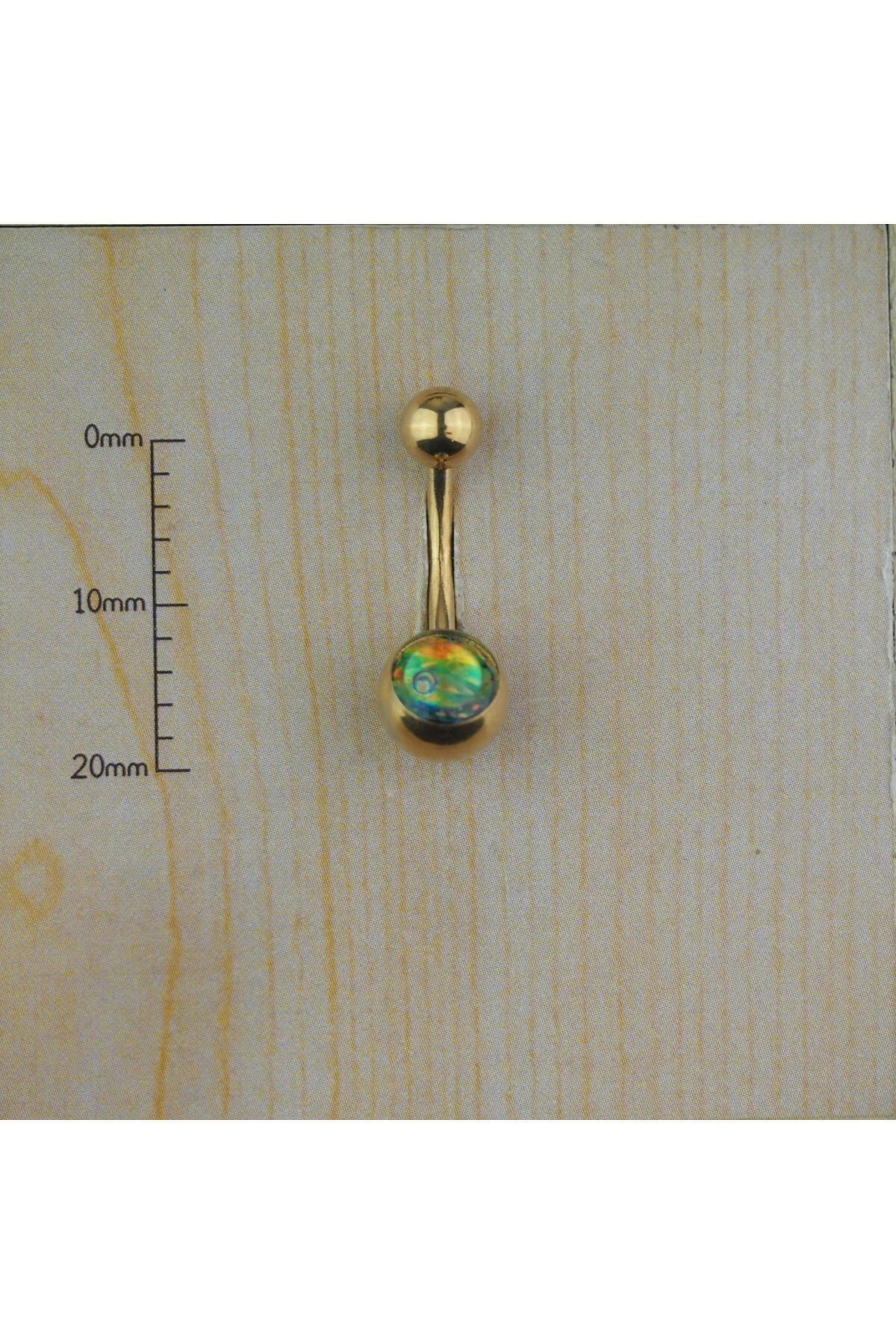 Abuksubukşeyler Cerrahi Çelik Sedef Göbek Piercing 8 Mm Gold