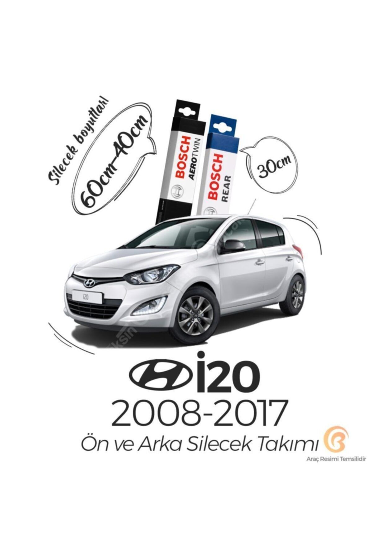 Bosch Aerotwin Hyundai I20 2008 - 2014 Ön - Arka Silecek Seti