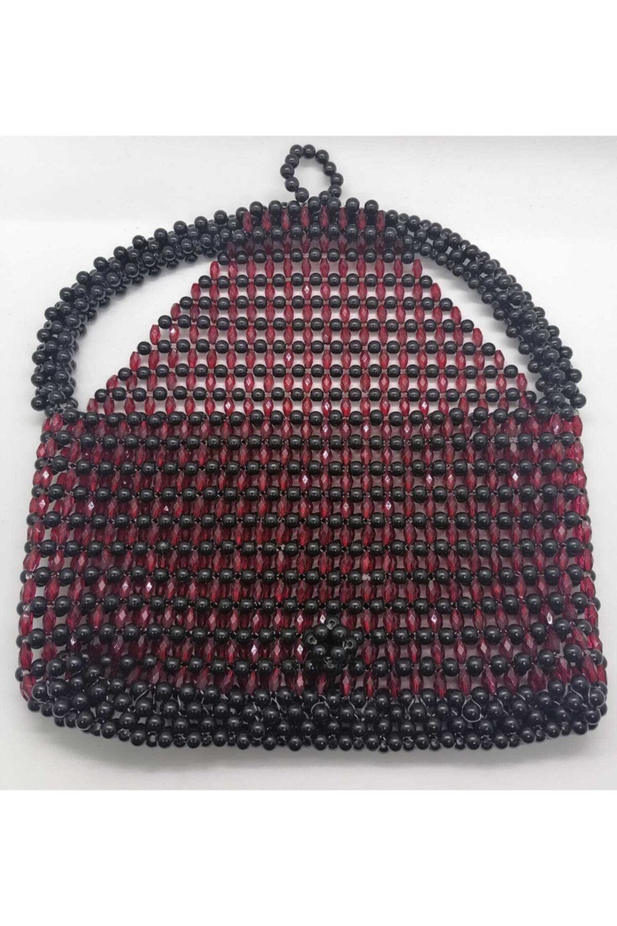 Tukko Design Kadın Kırmızı Kristal Siyah Inci Abiye Çantası