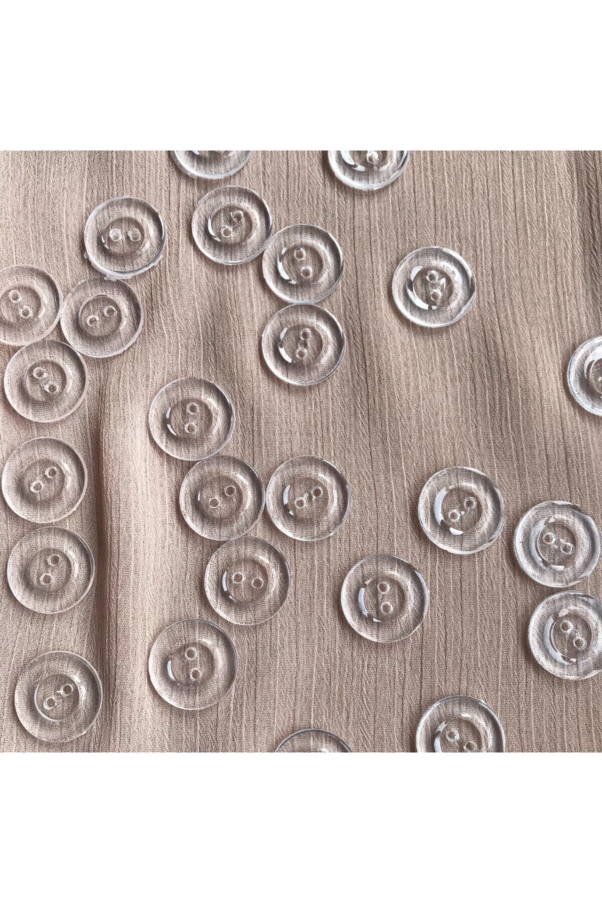 Bukle İplik Şeffaf Düğme 32 Boy - 50 Adet ( Nevresim Düğmesi )