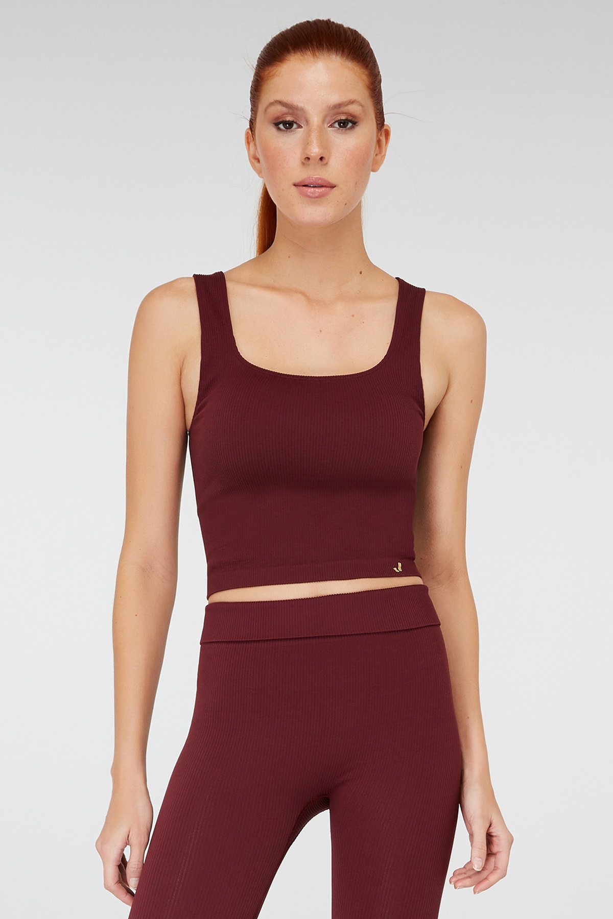 Jerf Darwin Rip Detaylı & Kalın Askılı Crop Top Bordo