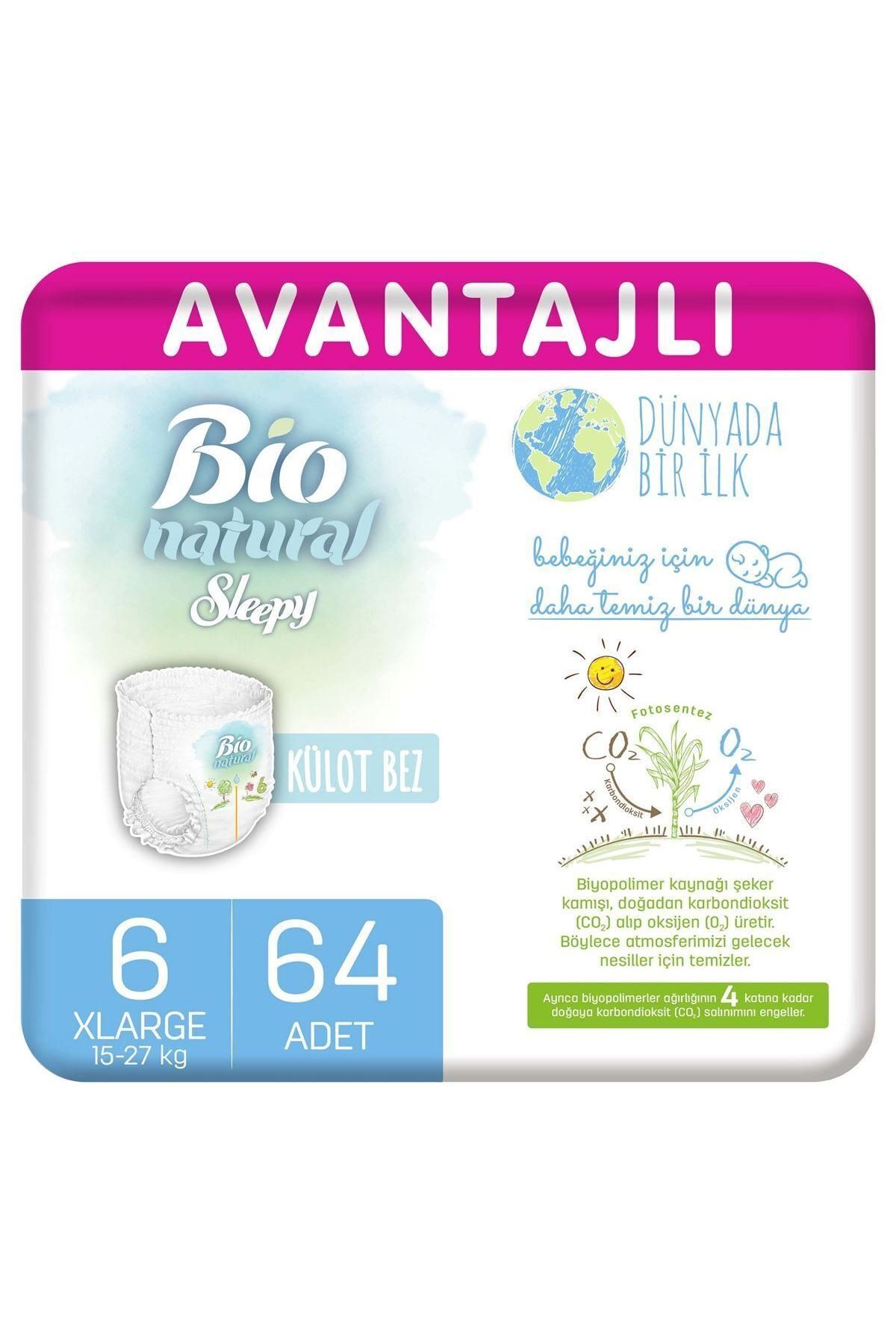 Sleepy Bio Natural Avantajlı Külot Bez 6 Numara Xlarge 64 Adet