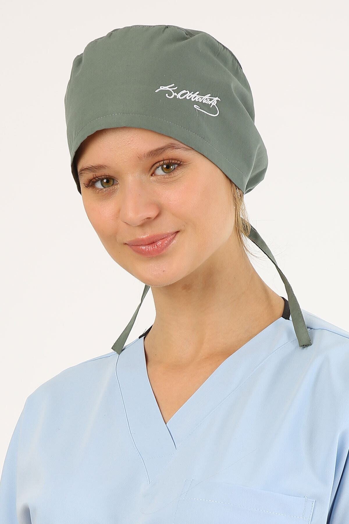 Owlet Medikal Kadın Yeşil  Atatürk İmzası İşlemeli Küllü Cerrahi Bone