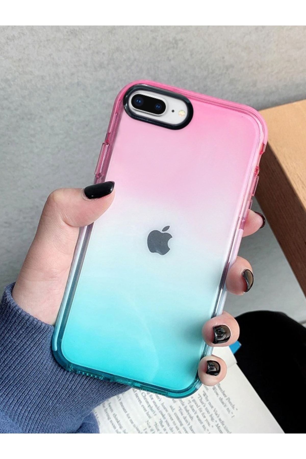 mooodcase Iphone 8 Plus Uyumlu Premium Rainbow Silikonlu Telefon Kılıfı