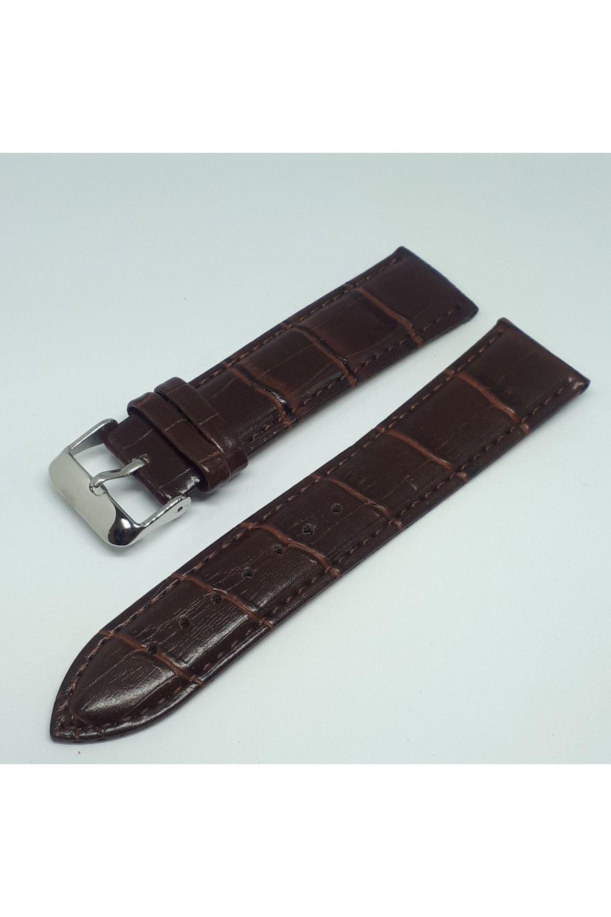 atasaat 22mm Kahverengi Croco Suni Deri Saat Kordonu