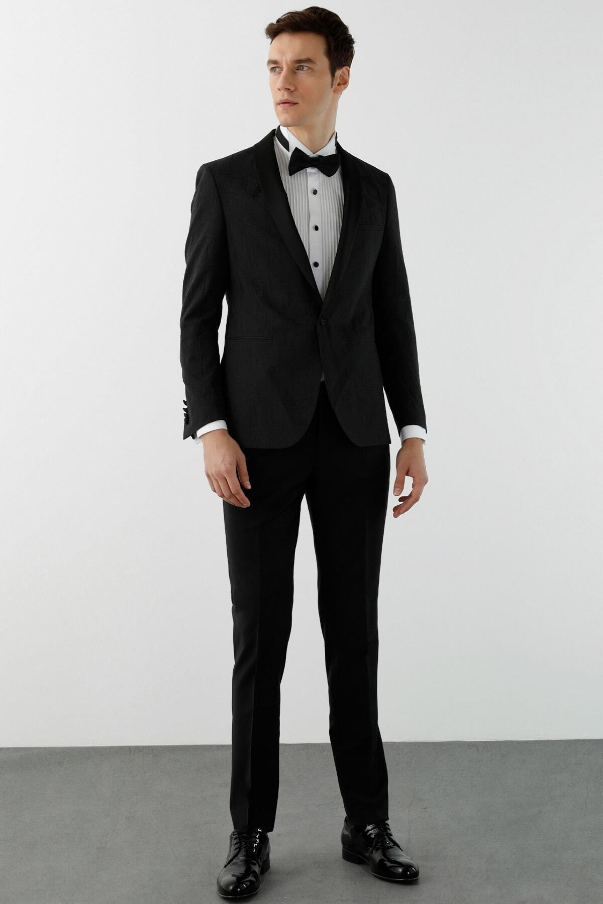 Network Erkek Slim Fit Antrasit Smokin Takım Elbise 1078612