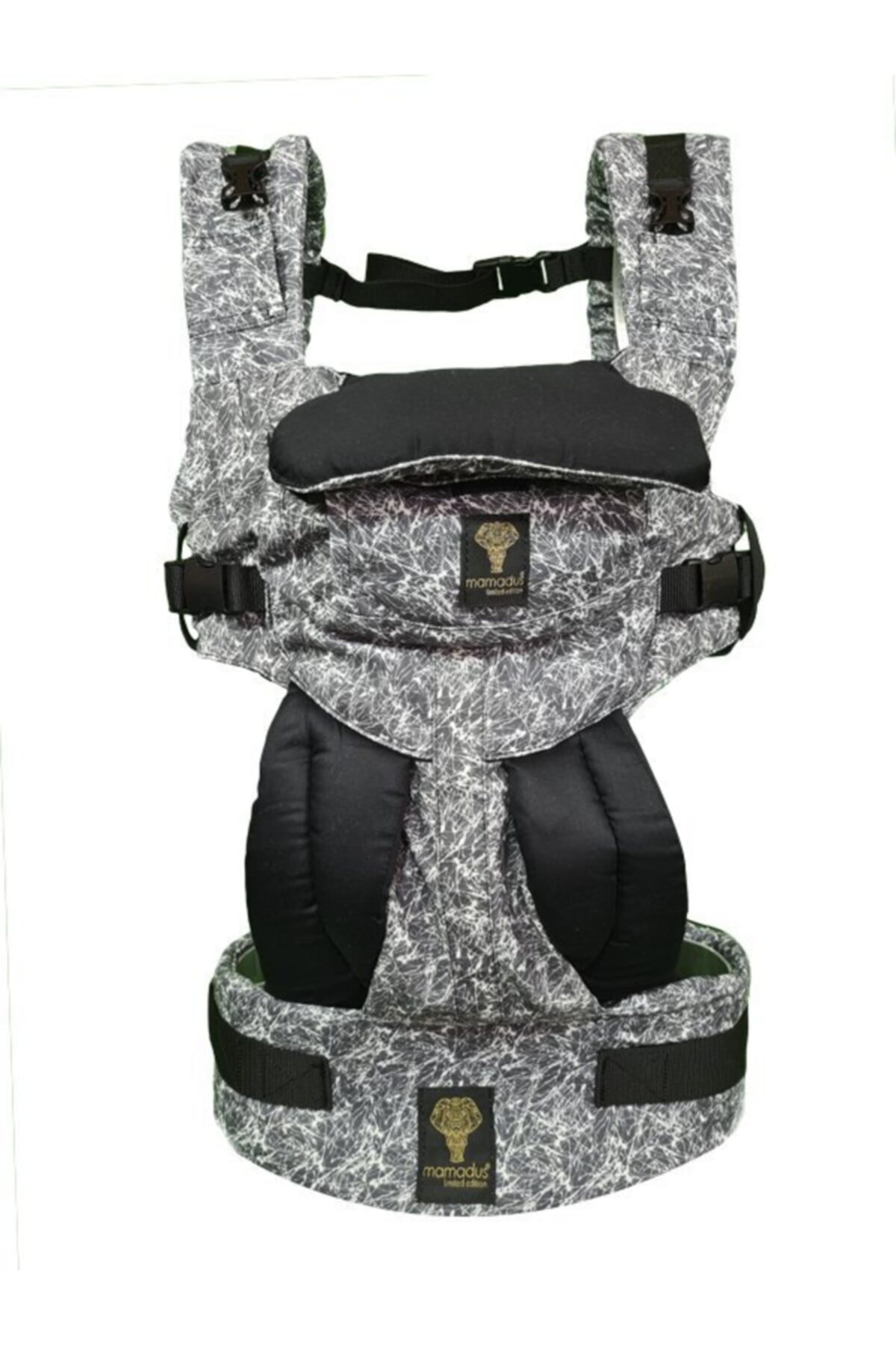 MamadusBaby Her Yöne Çizgili Koyu Gri Ergonomik Kanguru