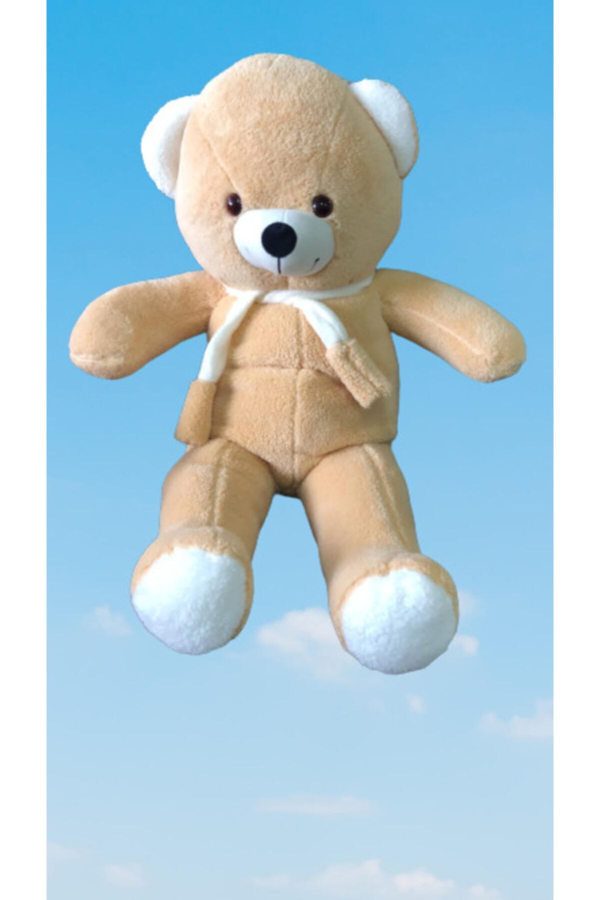 AZİZ OYUNCAK 85 Cm.. Bej Renkli, Yumoş Oyuncak Peluş Ayıcık.. Atkılıdır..