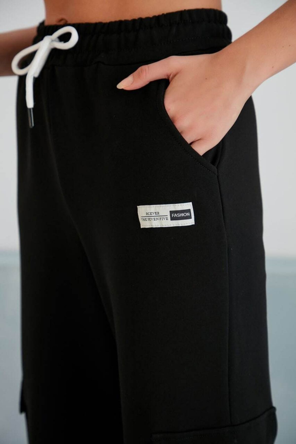 Winmoda34 Jogger Wide Waistband Elastic Cargo Pocket Sweatpants