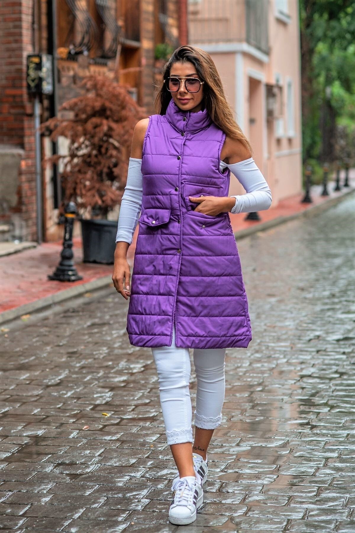 Womens purple sales puffer vest