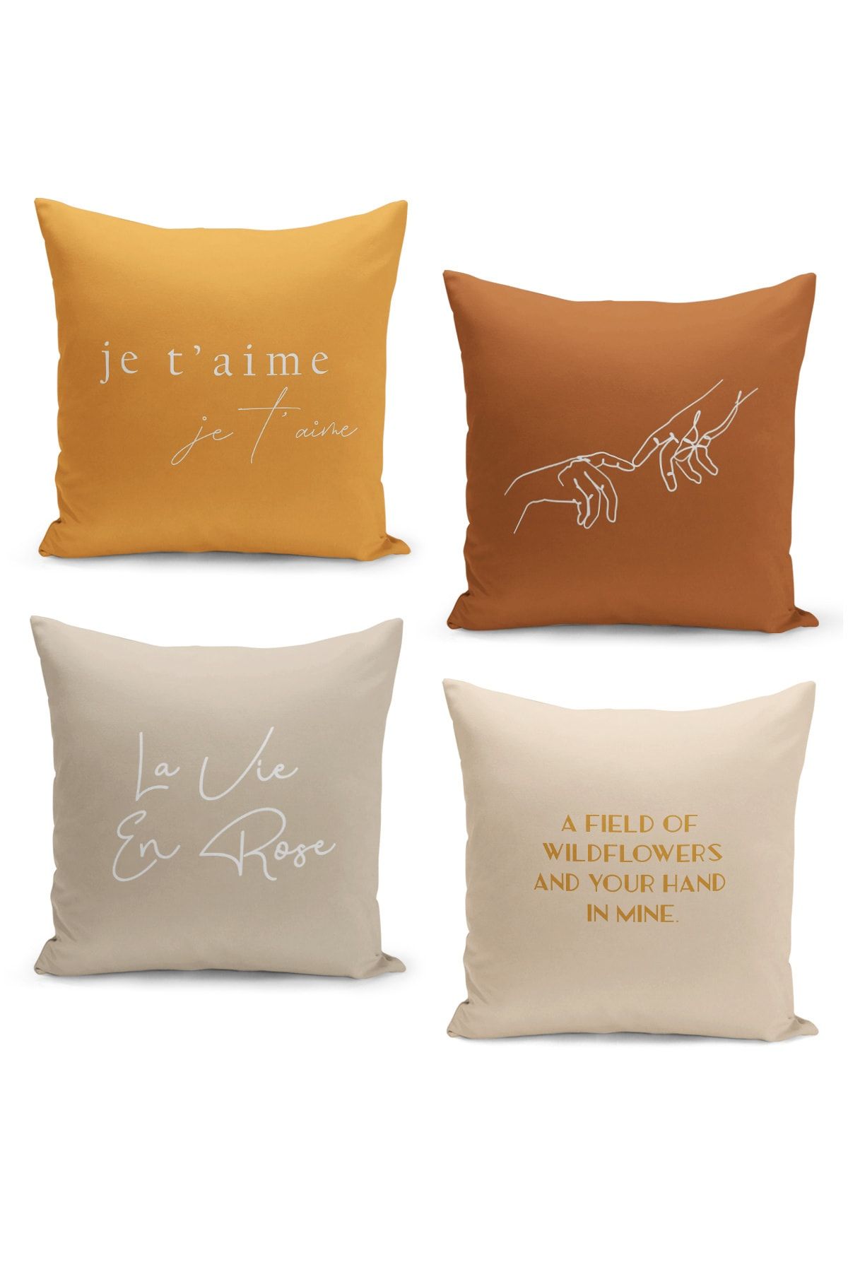 Filamente Set of 4 Throw Pillow Cases Double Sided Digital