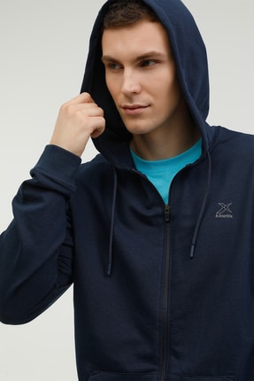 M-sn87 Basıc Full Zıp Hoo Lacivert Erkek Eşofman Üstü Image 5