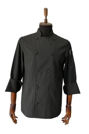 Gabardin Ceket Siyah Şef Aşçı Ceketi Image 0
