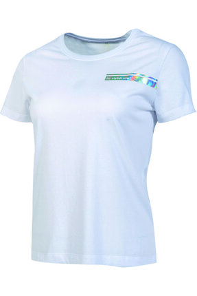 Round T-shirt Kadın Beyaz Bisiklet Yaka Baskılı Nefes Alabilen Rahat Kısa Kollu Günlük Spor Tişört Image 0