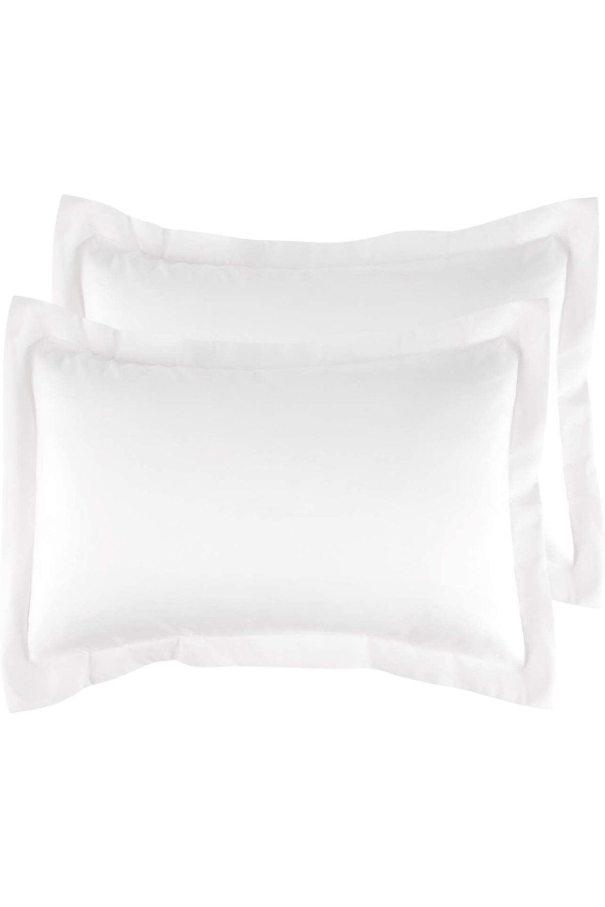 EVYA 100 Cotton White Eared Edge Decor 50x70 Cm 2 Pillow Cases