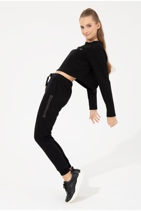 Normal Bel Slim Fit Siyah Kadın Örme Pantolon Image 0