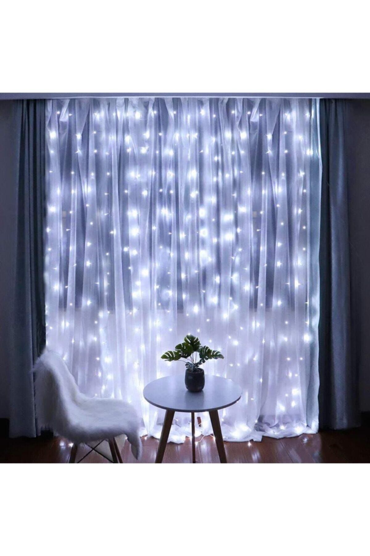 ALKILIÇ 2.5 X 2.5 Metre Saçaklı Beyaz Perde Led Dekoratif Amaçlı Beyaz Perde Led Esad