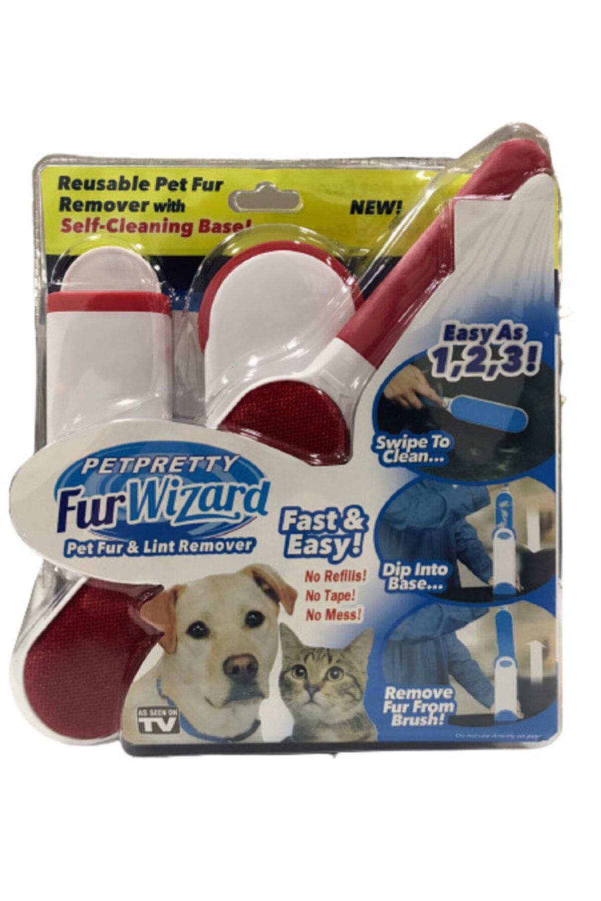 Pet Pretty Kırmızı Renk Kendinden Temizlemeli Tüy Toz Toplama Fırça Seti