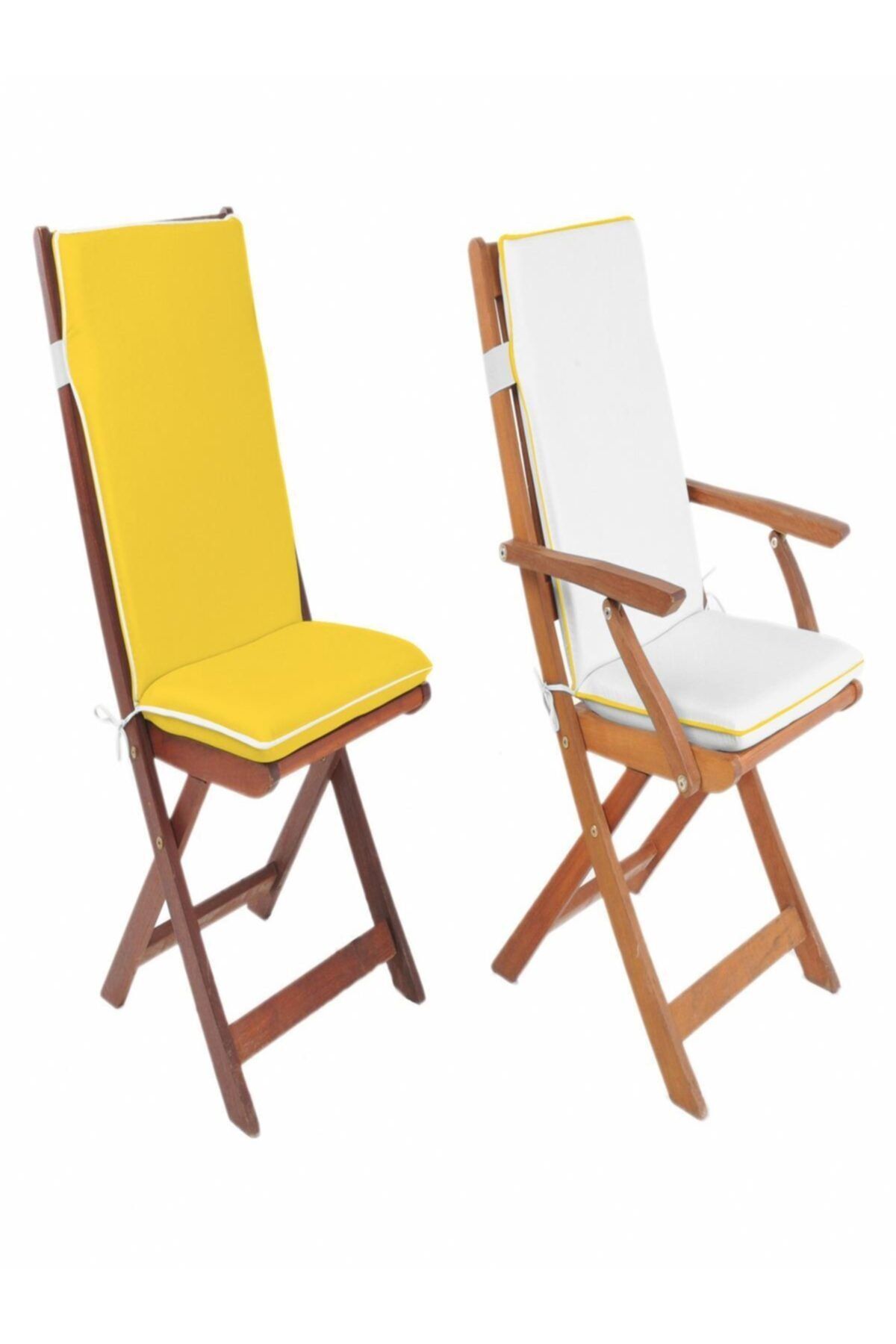 evimstil sari beyaz renkli ikili arkalikli sandalye minderi oturma 42 42sirt 42 52cm 5cmsungerli fermuarli fiyati yorumlari trendyol